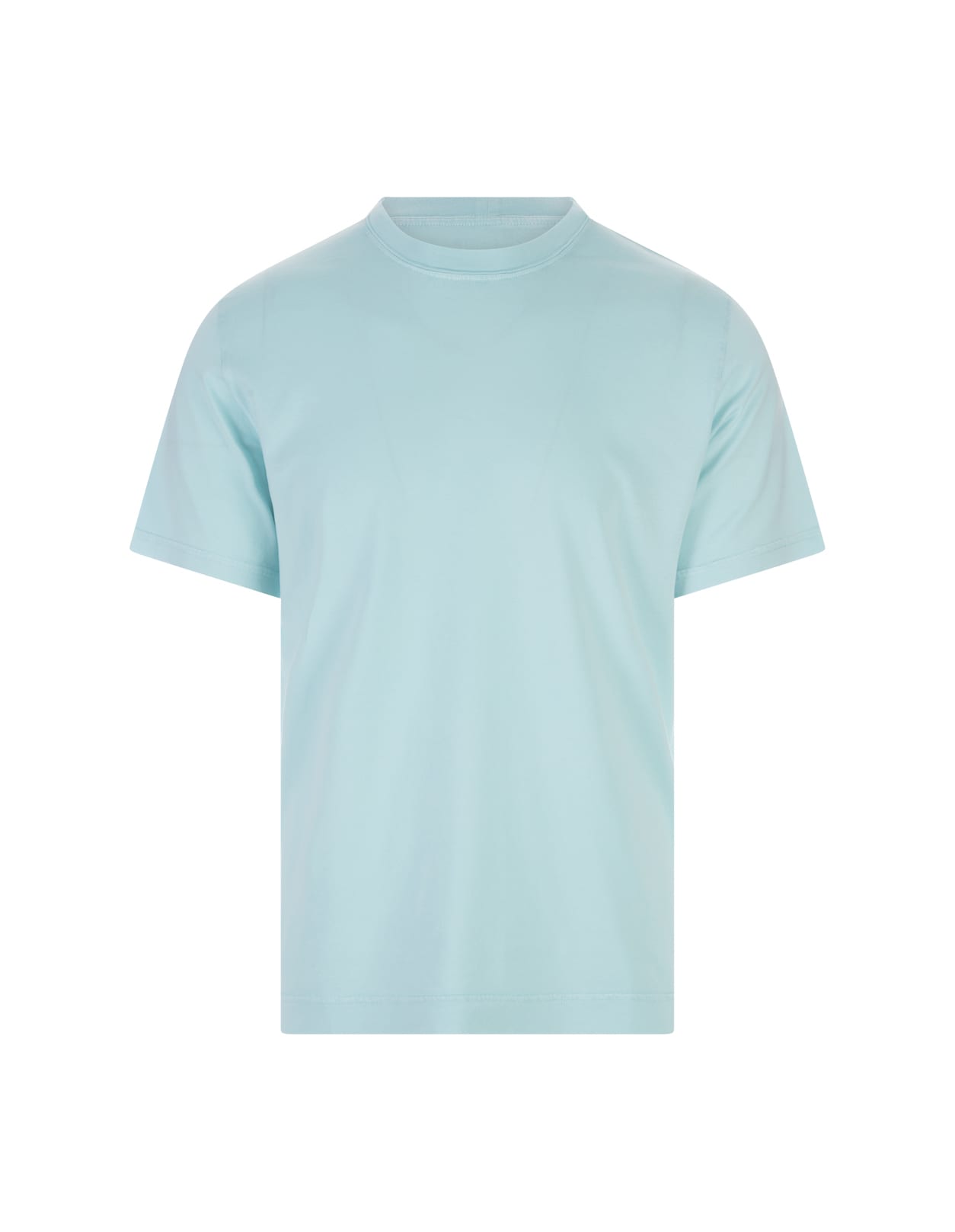 Shop Fedeli Basic T-shirt In Aquamarine Organic Cotton In Blue