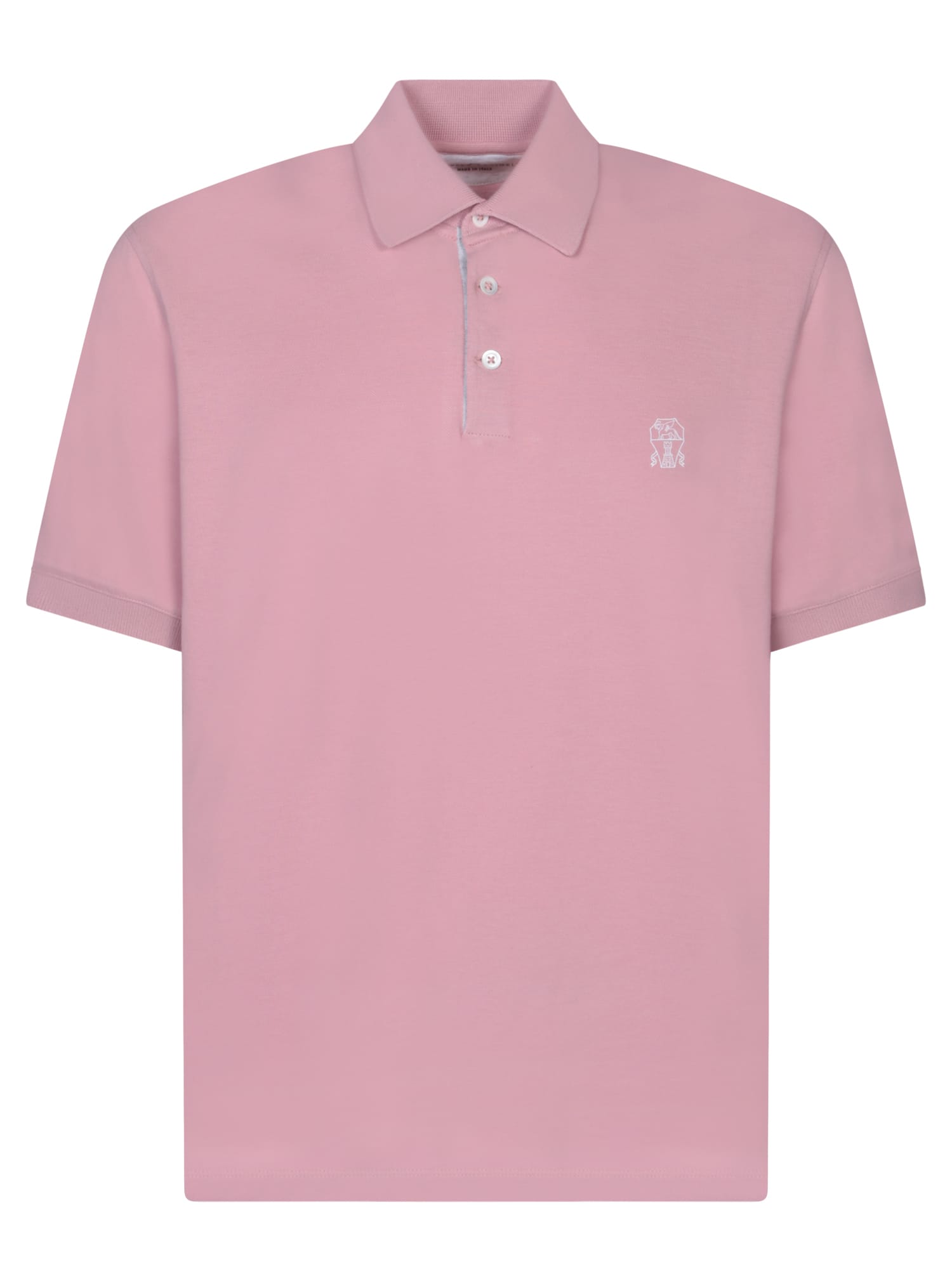 Shop Brunello Cucinelli Logo Pink Polo Shirt