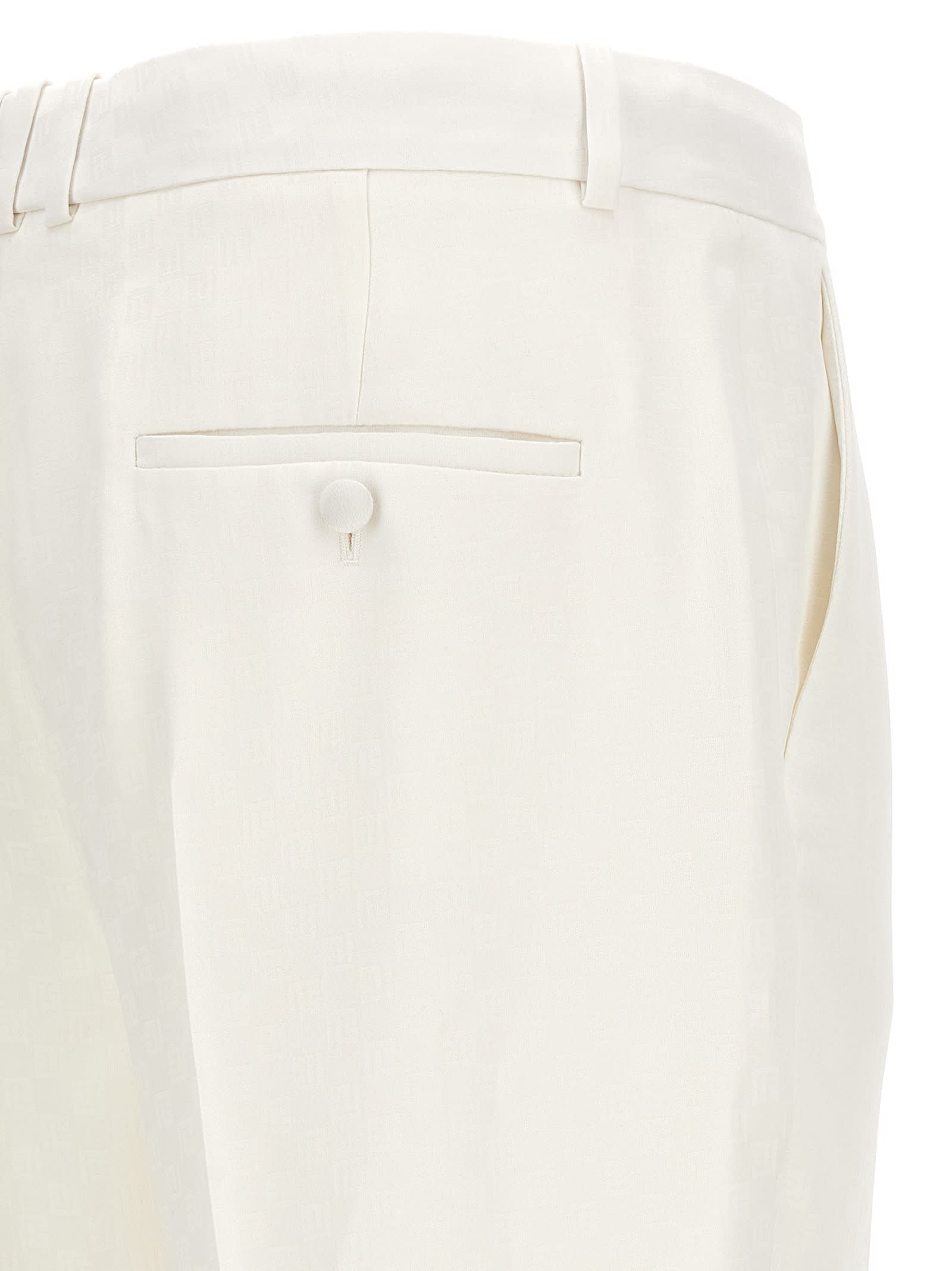 Shop Balmain Monogramma Satin Pants In White