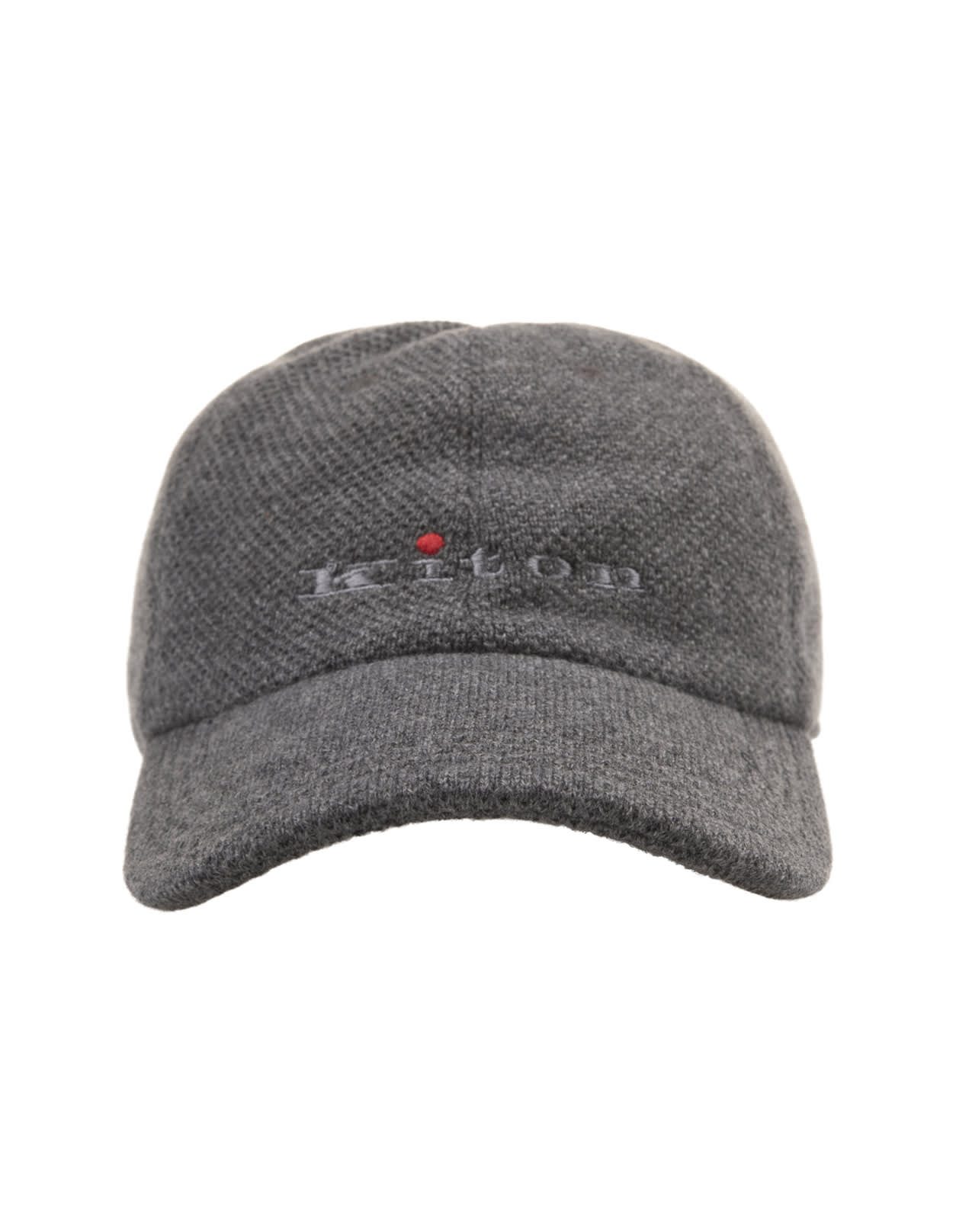 Grey Cashmere Baseball Hat With Logo