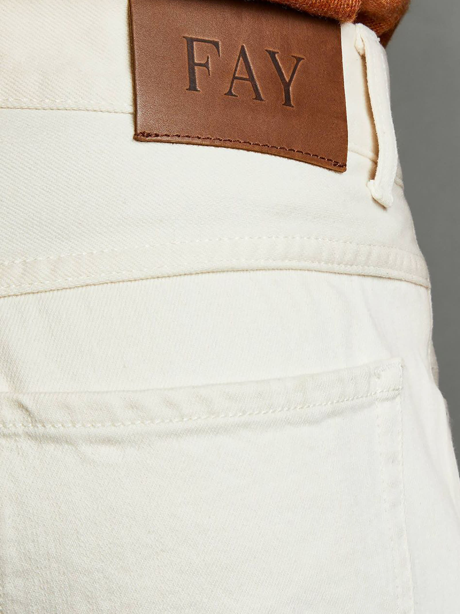 Shop Fay Straight Leg 5-pocket Jeans In Light Beige