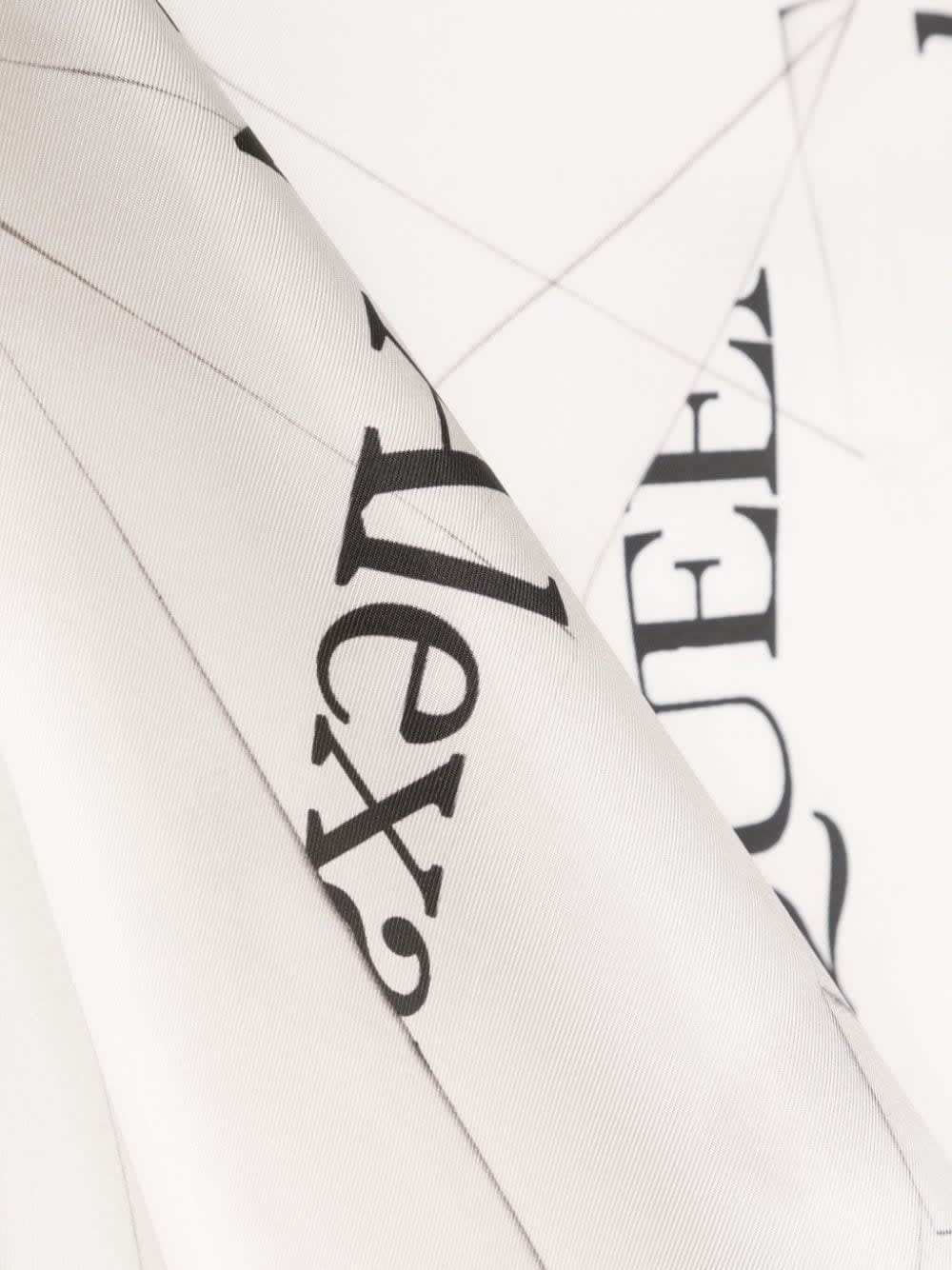 Shop Alexander Mcqueen Ivory Silk Scarf With Logo In White