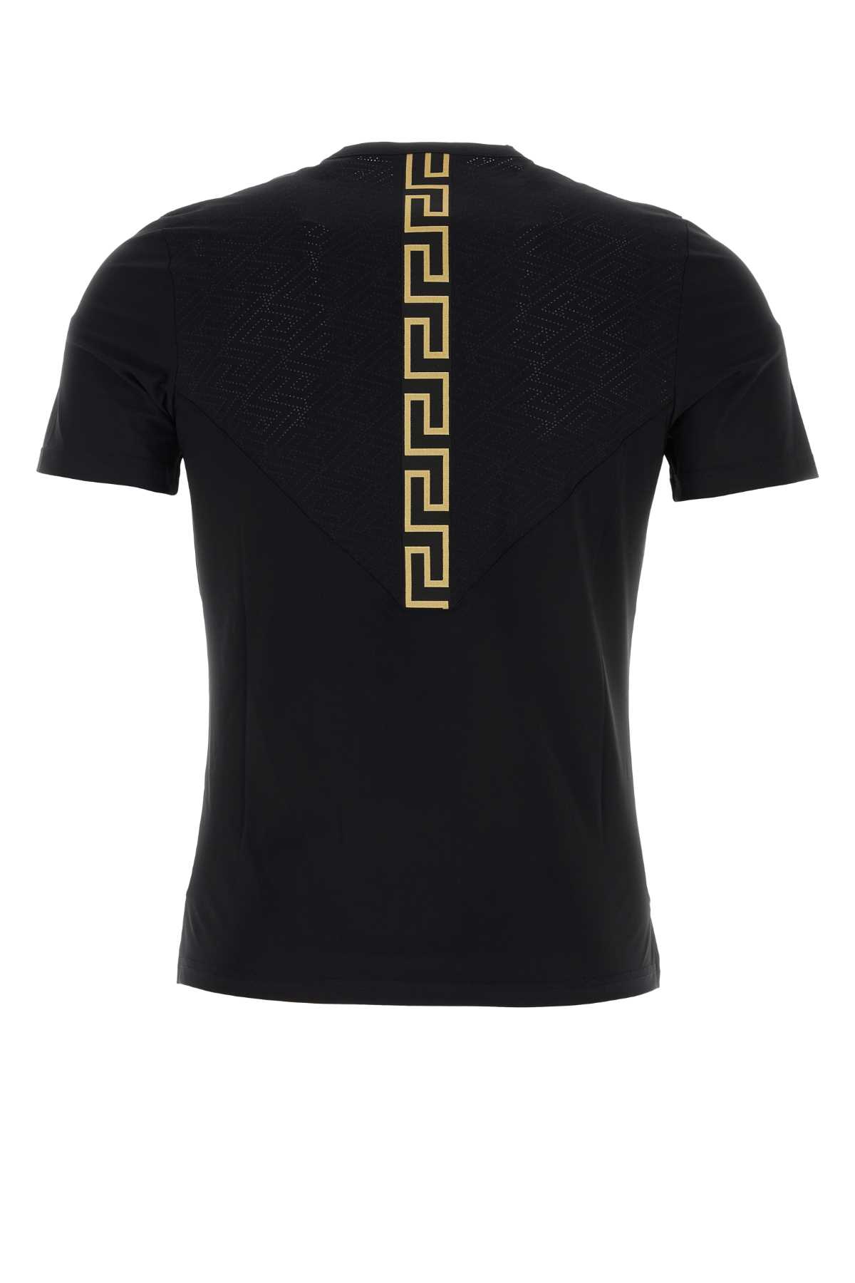 Shop Versace Black Stretch Nylon T-shirt In 1b000