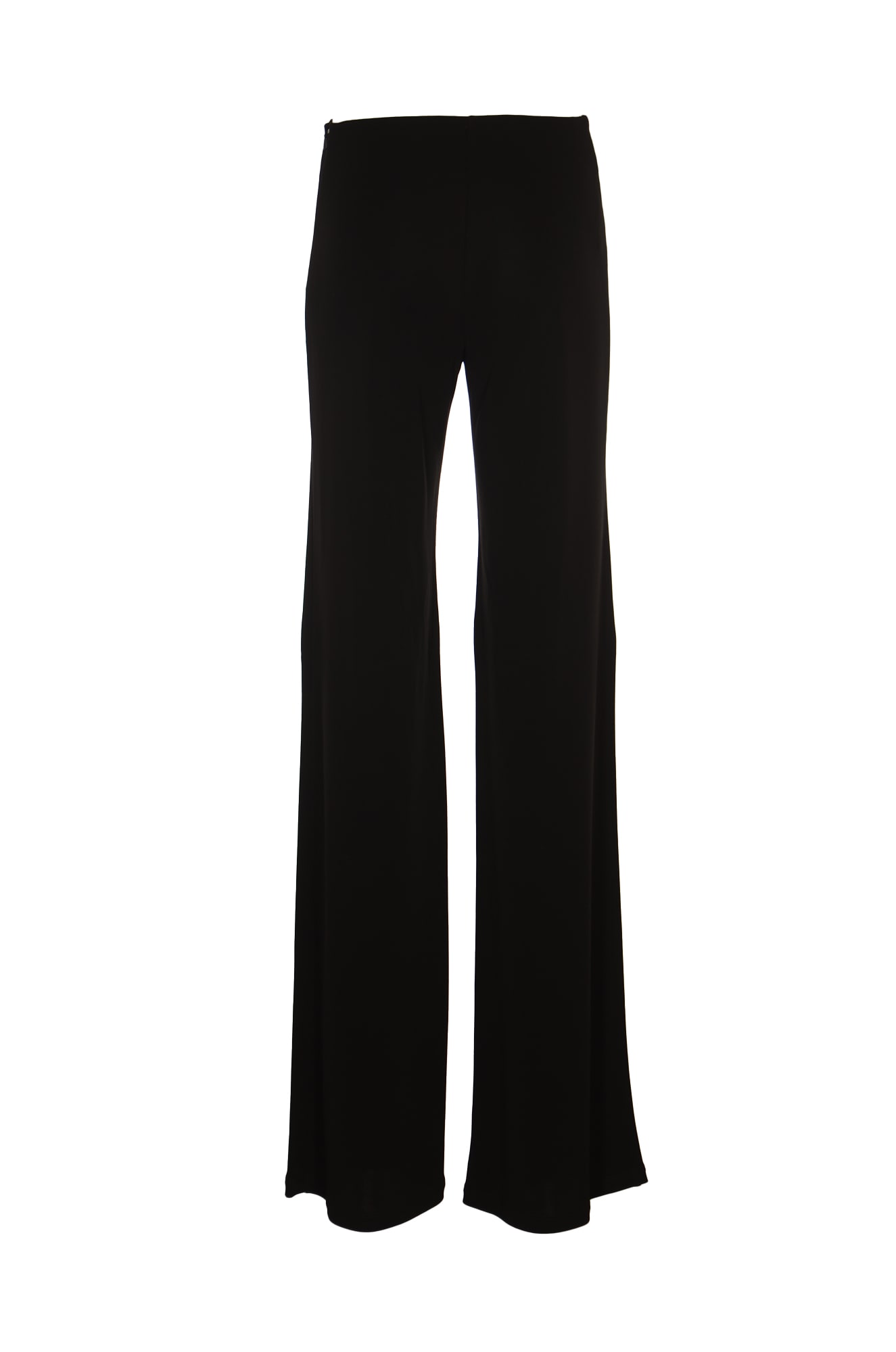 Shop Alberta Ferretti Straight Leg Plain Trousers In Black