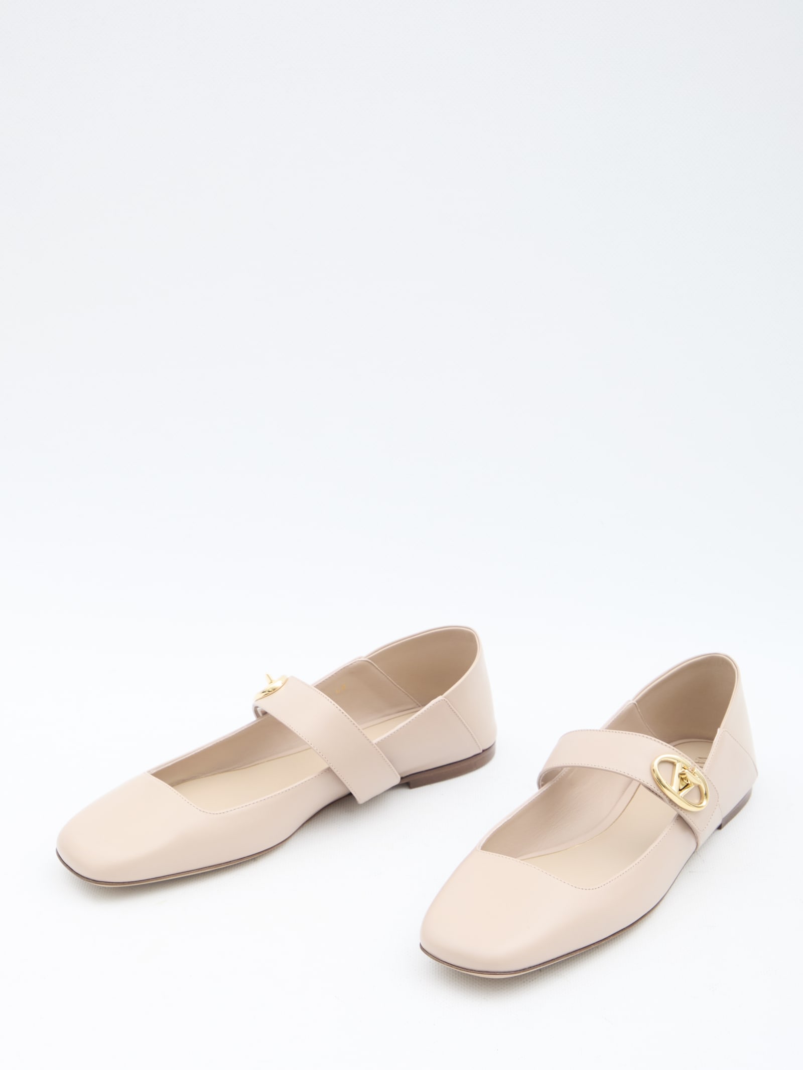 Shop Valentino Vlogo Locker Ballerinas In Beige