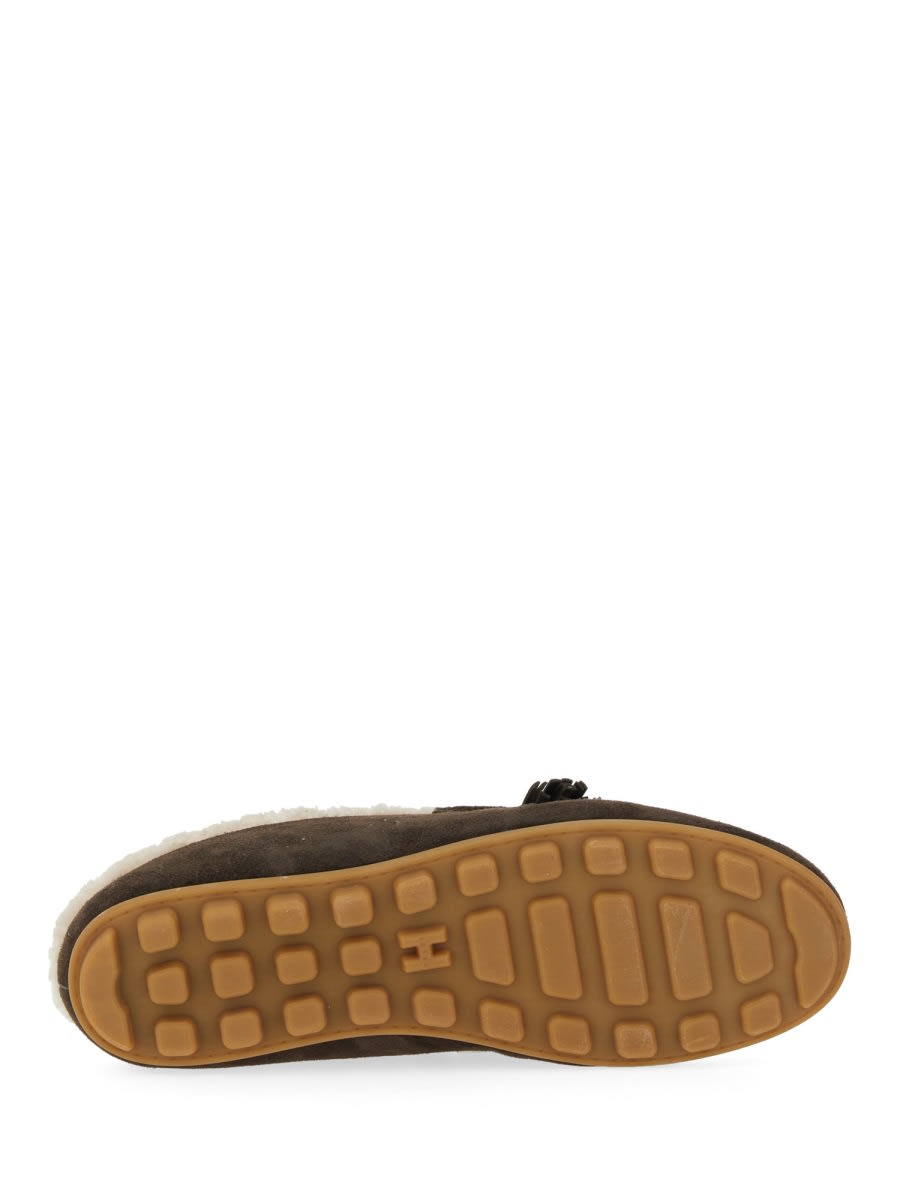 Hogan Suede Slipper Loafer In Brown