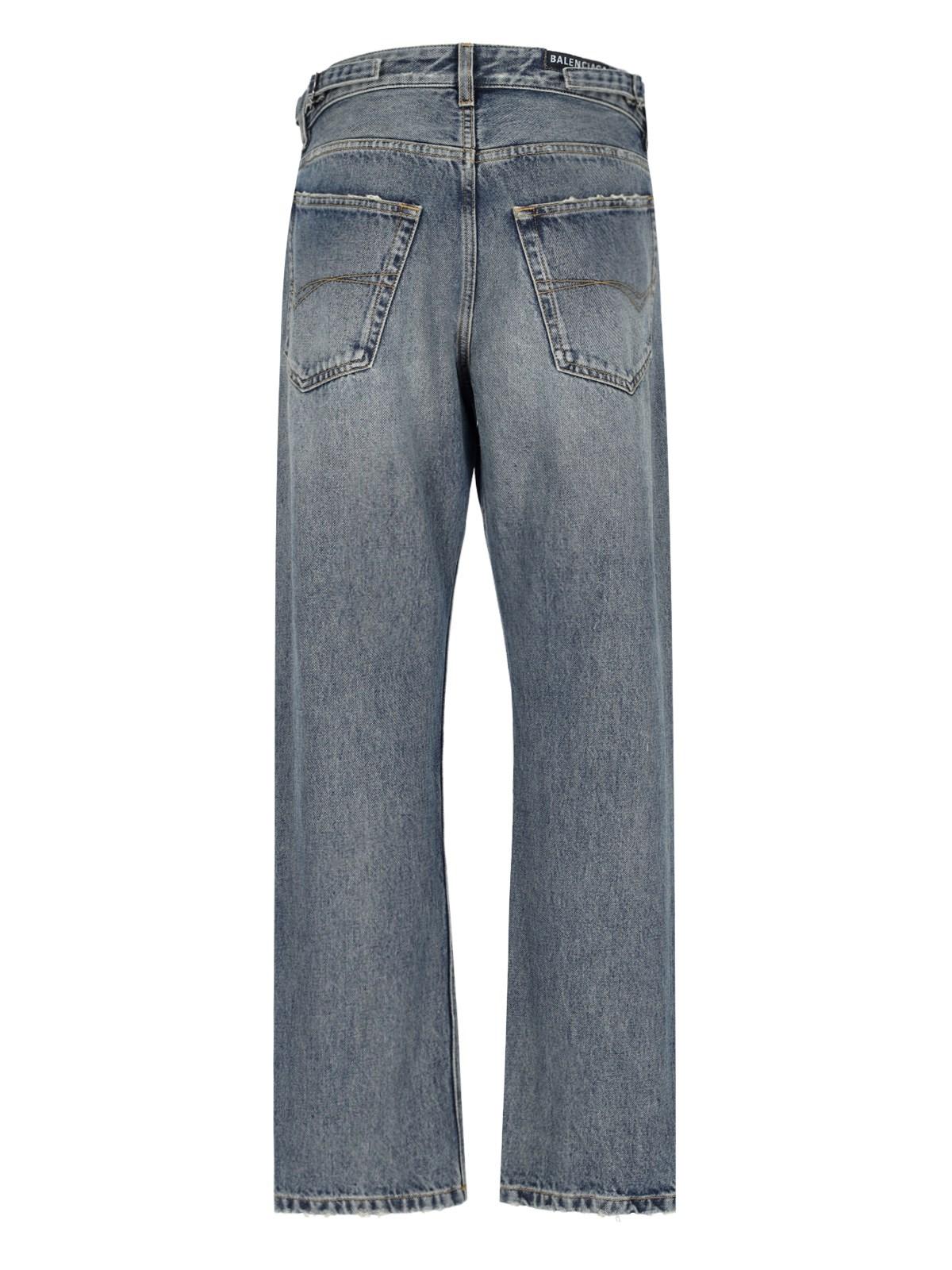 Balenciaga Straight Leg Trousers Distressed Detailing In Blue
