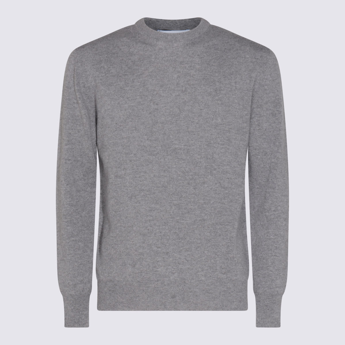Lardini Long Sleeve Crew Neck Sweater With Ribbed Hem In Gray