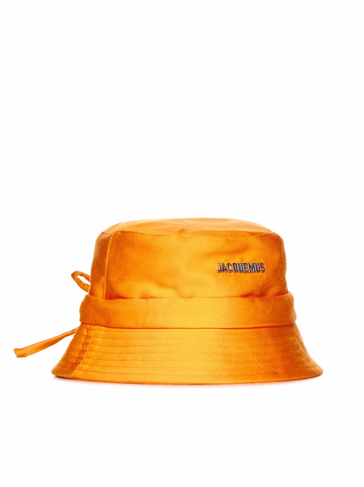 Shop Jacquemus Le Bob Gadjo Knotted Bucket Hat In Orange