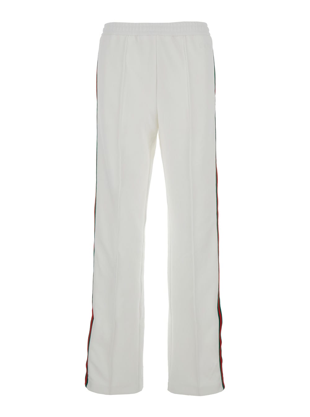 Gucci White Joggers Pants With Logo Embroidery And Web Detail In Polyamide Woman In White