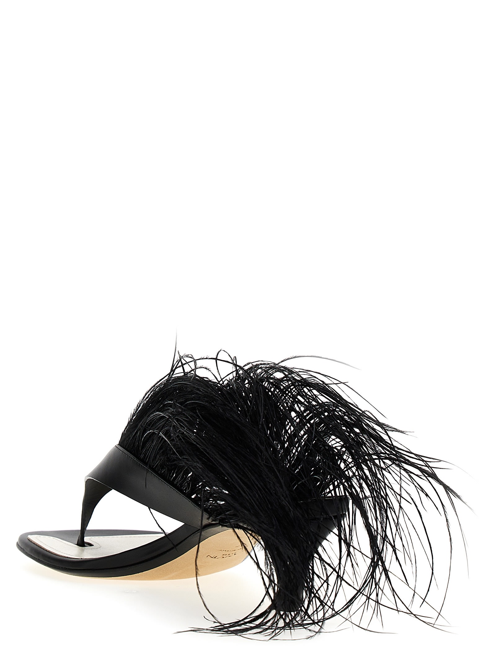 Lanvin Feather Swing 65 leather sandals - Black