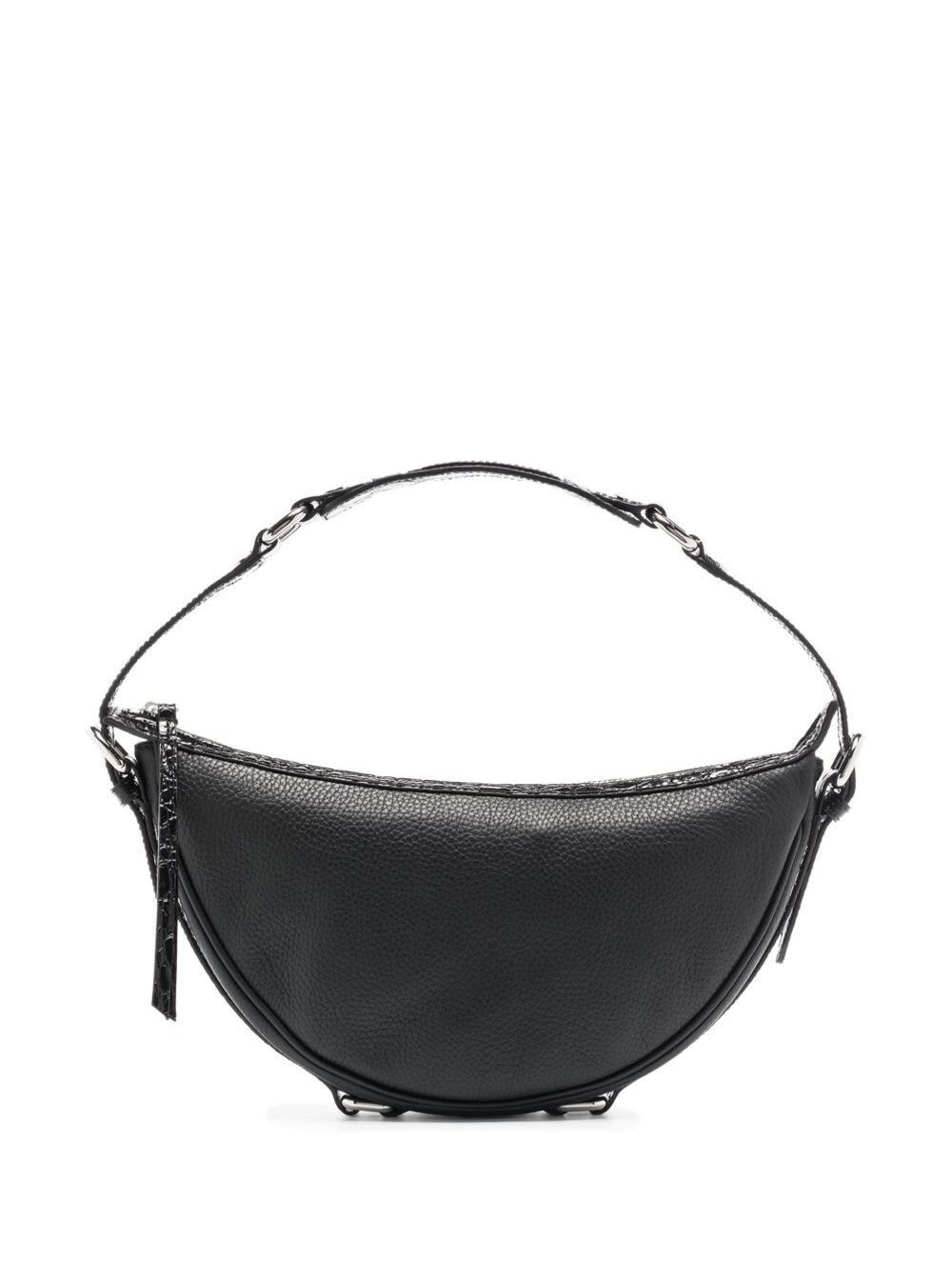 BY FAR Black Leather Handbag With Silver-colored Details Woman