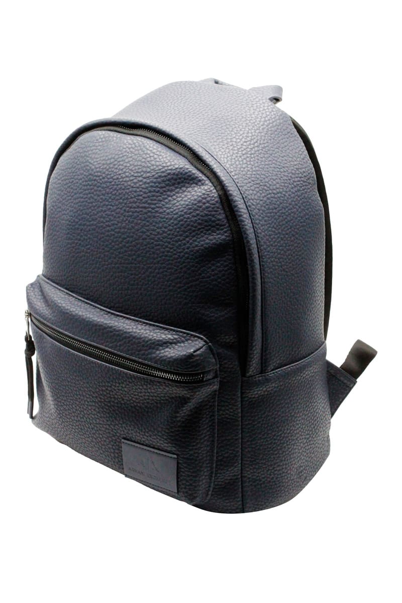 Armani Collezioni Backpack With Adjustable Shoulder Straps And Zip Closure With External Pocket With Zip And Internal  In Blu