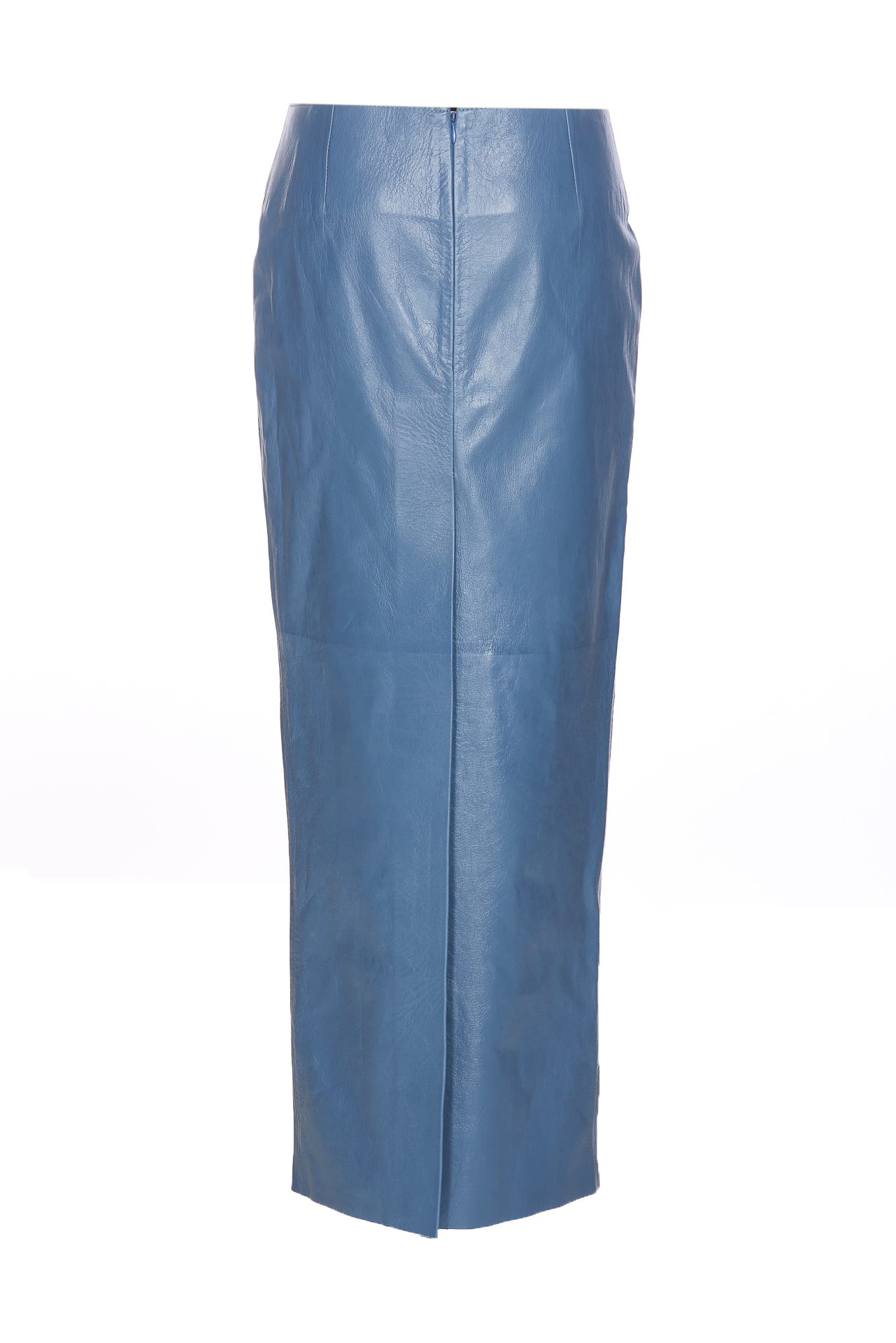 Shop Marni Leather Skirt In Blue