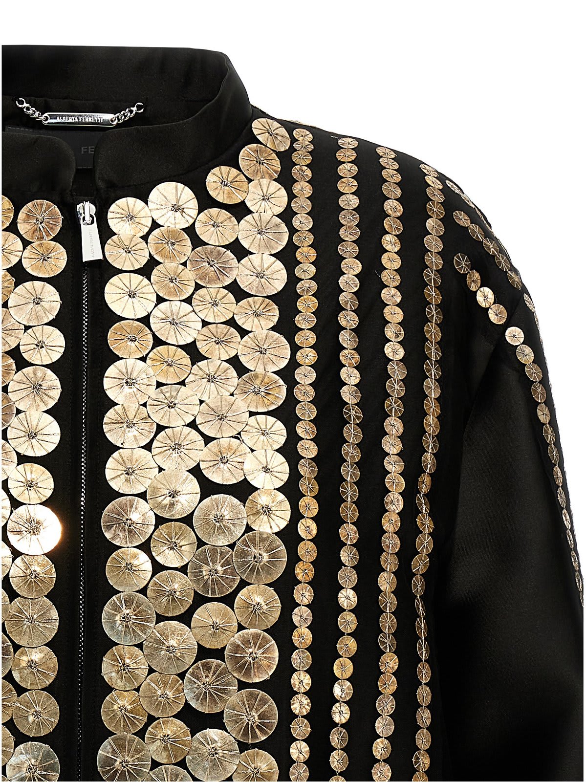 Shop Alberta Ferretti Sequin Embellished Bomber Jacket In Nero