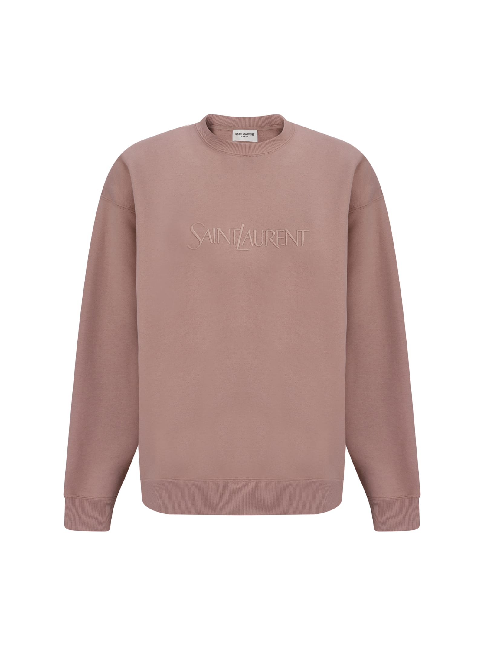 Shop Saint Laurent Sweat Large Molleton Doux Gots In Nude Rose