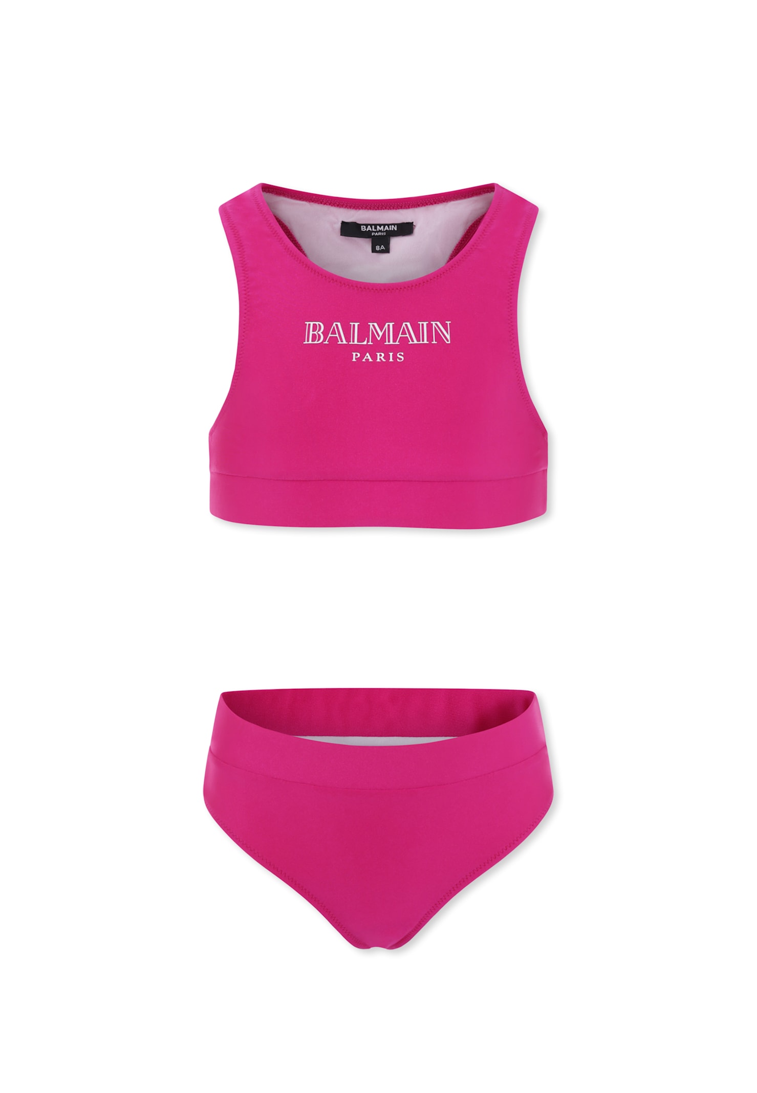 Balmain Fuchsia Bikini For Girl With Logo In Pink