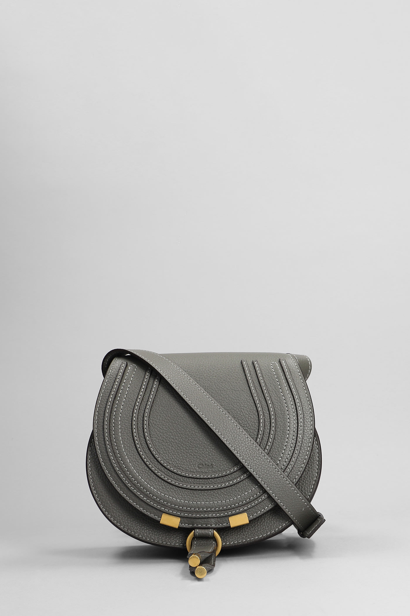 Shop Chloé Mercie Small Shoulder Bag In Grey Leather