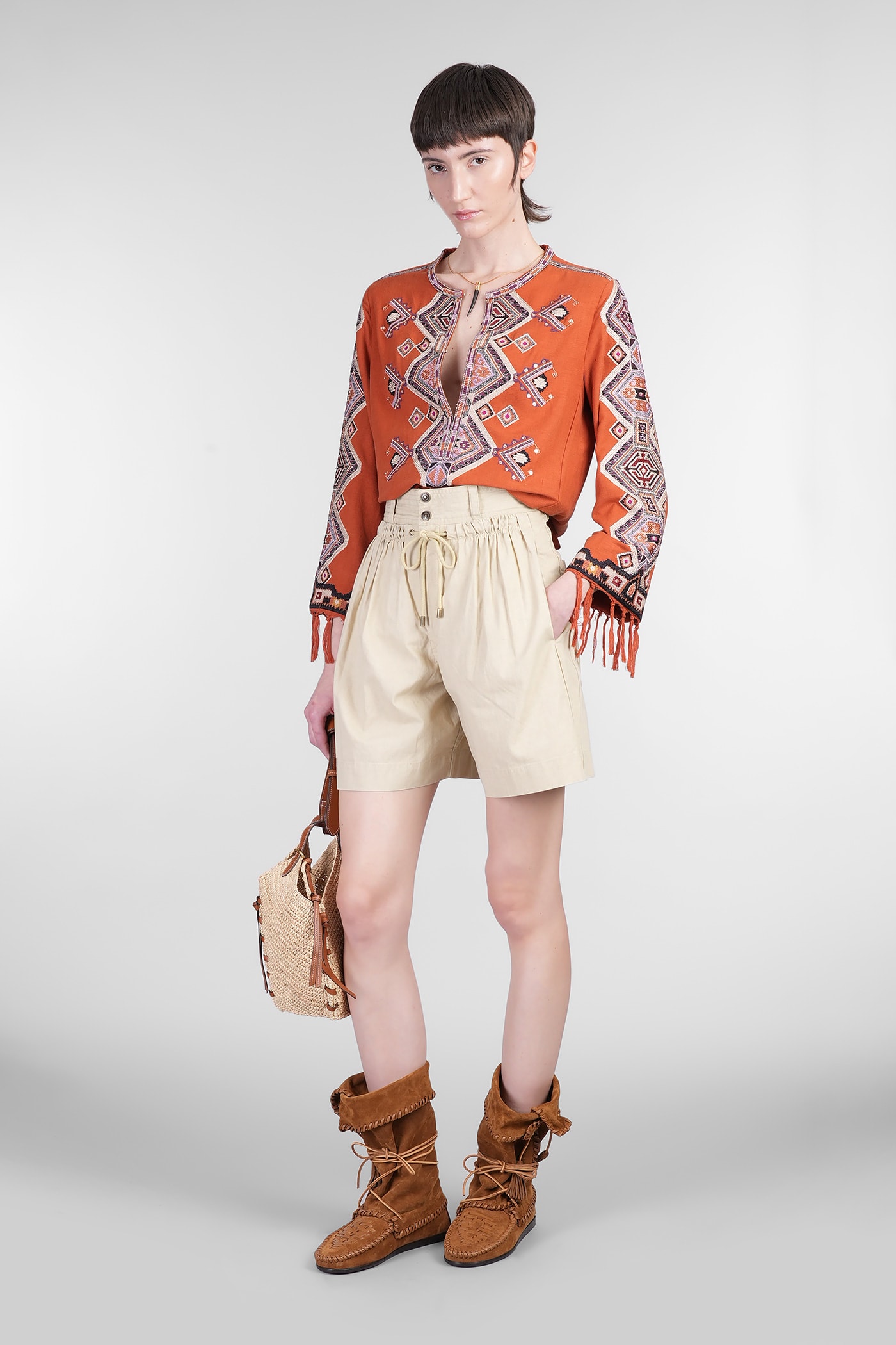 Isabel Marant Ingrid Shorts In Beige Cotton In Beige