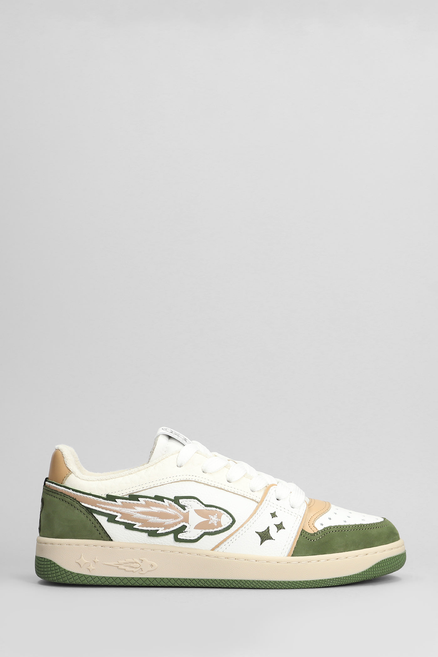 Shop Enterprise Japan Egg Rocket Sneakers In White Leather