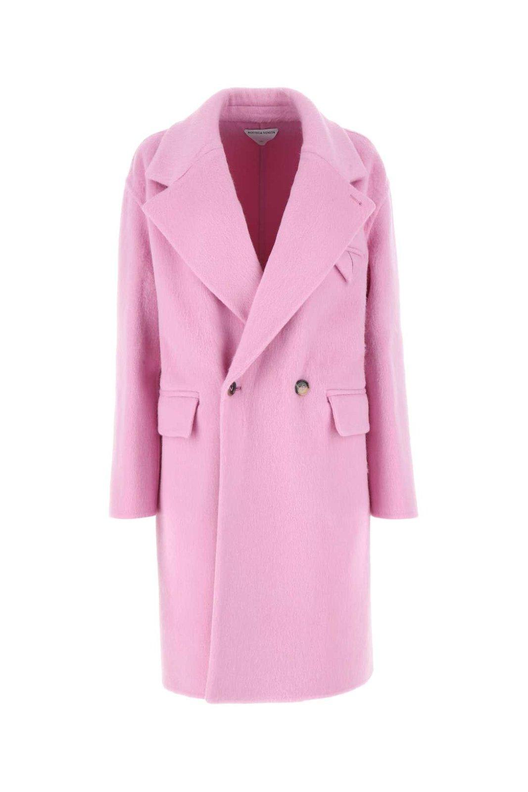 Shop Bottega Veneta Double Breasted Coat In Pink