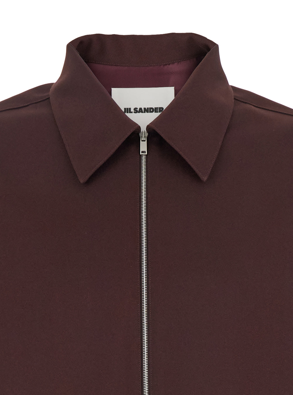 Jil Sander Bordeaux Shirt With Classic Collar And Front Zip Closure In Tech Fabric Man In Burgundy