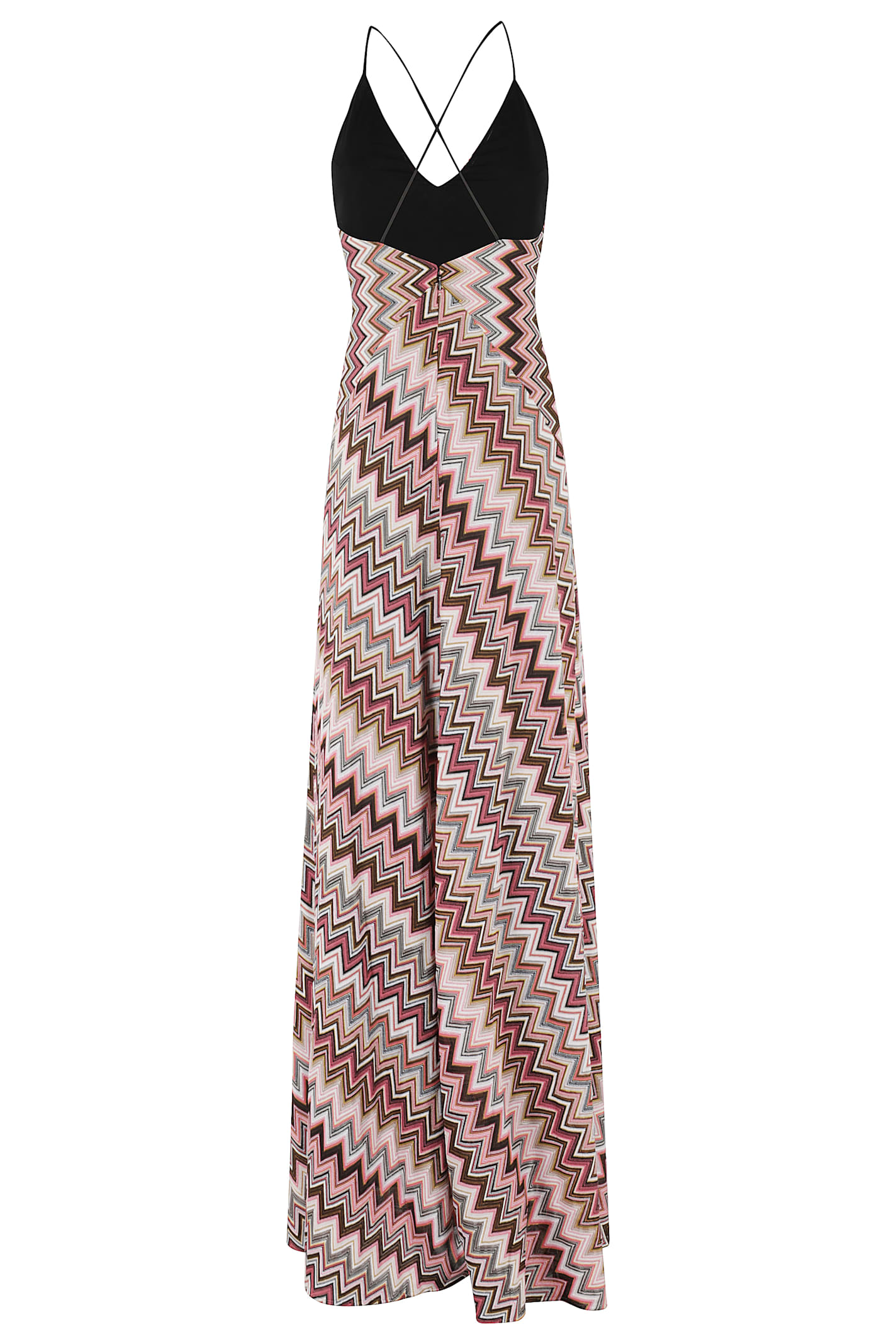 Shop Missoni Zig Zag Pattern Long Patchwork Dress In Multi