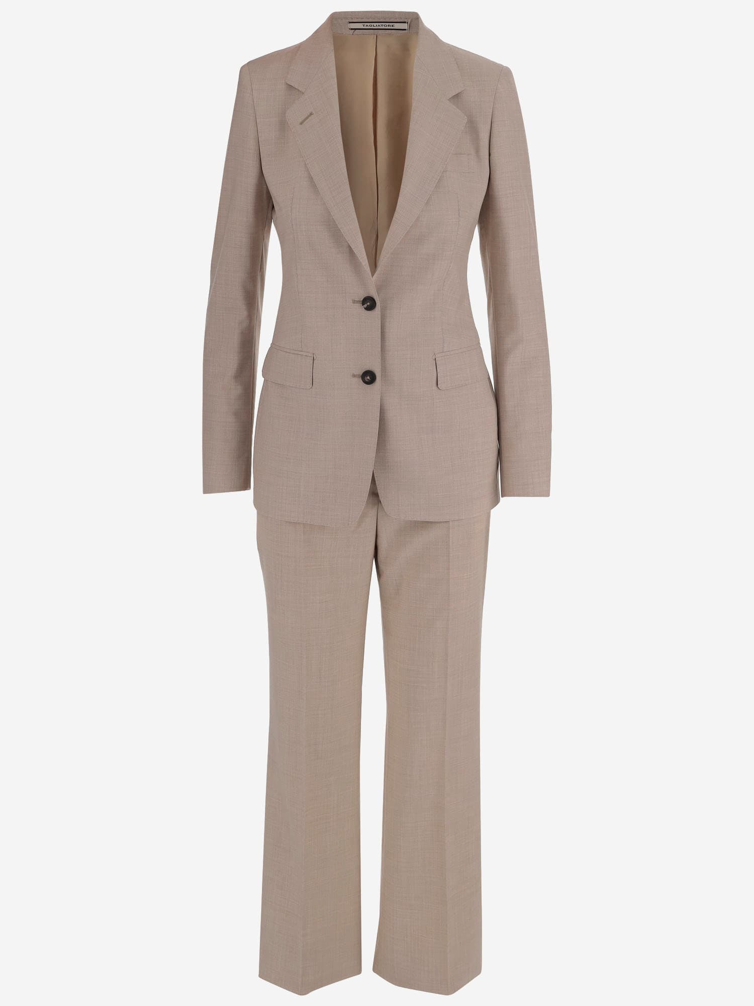 Shop Tagliatore Virgin Wool And Silk Suit In Beige