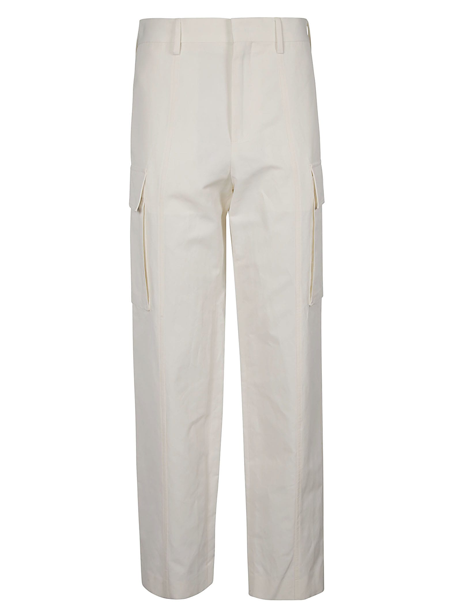 Stella Mccartney Straight Leg Plain Cargo Pants In Bianco