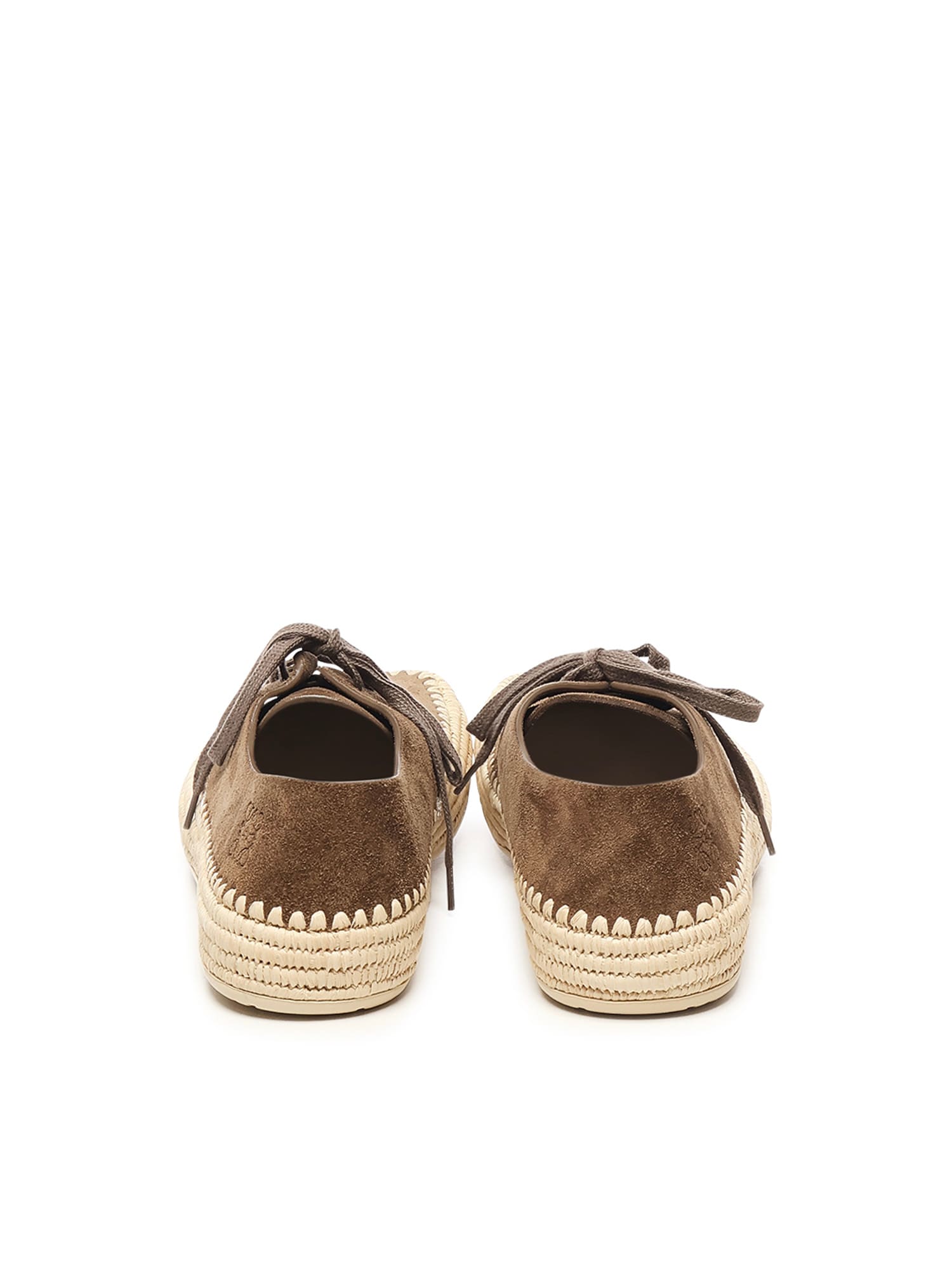 Loewe Rio Lace Up Espadrilles In Suede And Raffia In Sand