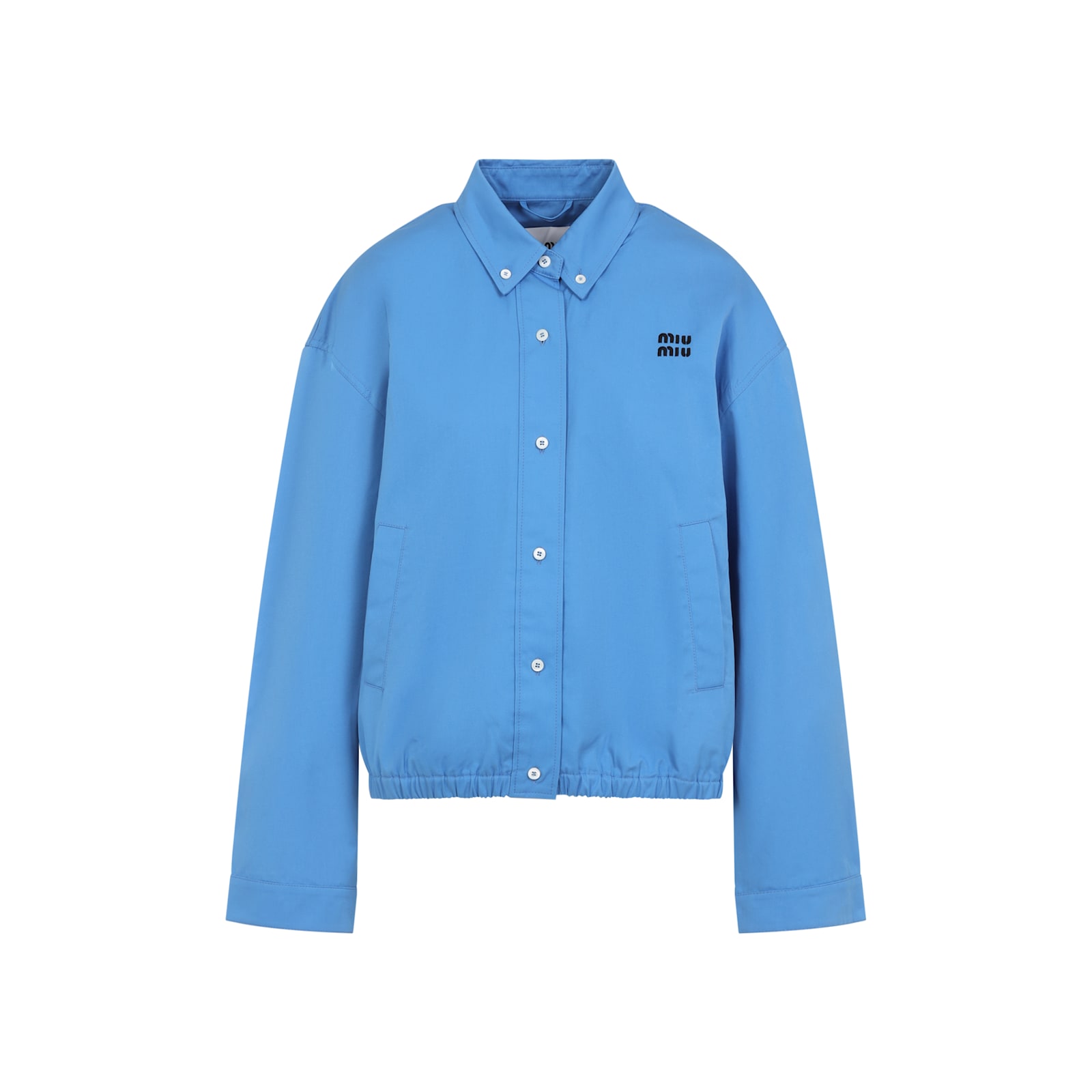 Miu Miu Poplin Blouson Jacket In Blue
