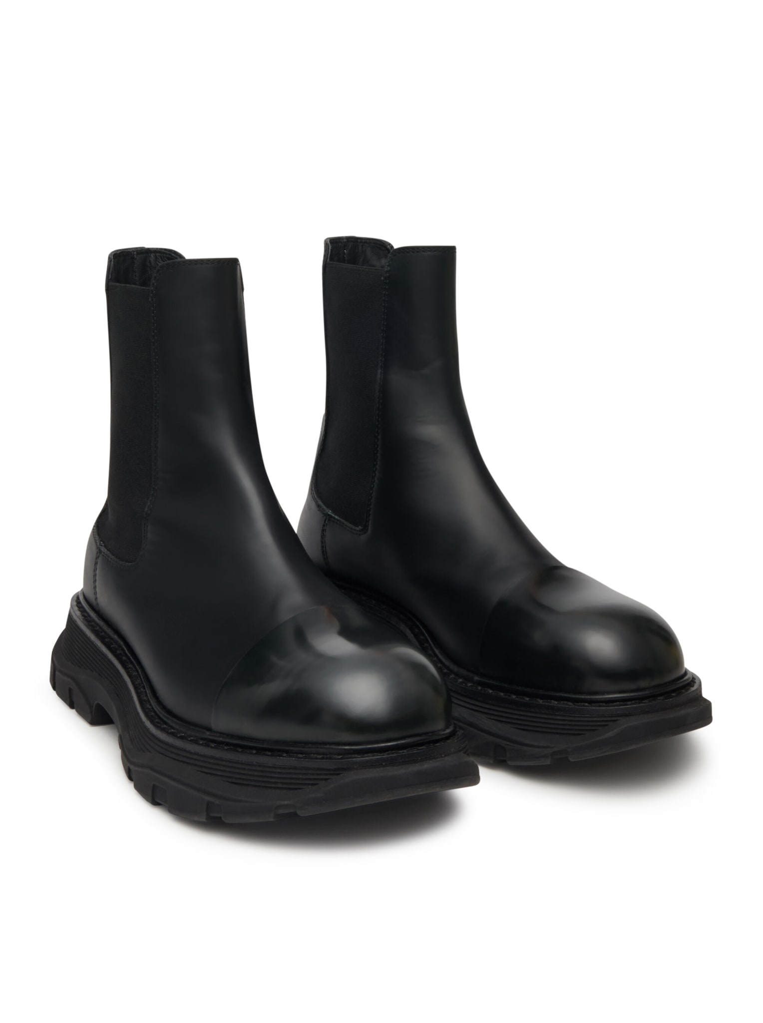 Shop Alexander Mcqueen Boot Leathe.s.rubber In Black