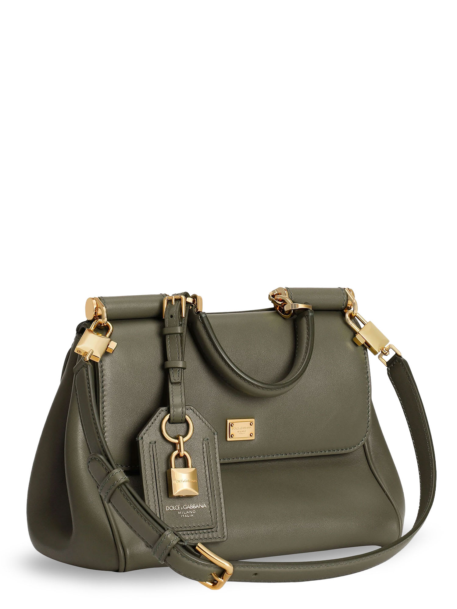 Dolce & Gabbana My Sicily Leather Crossbody Bag In Green