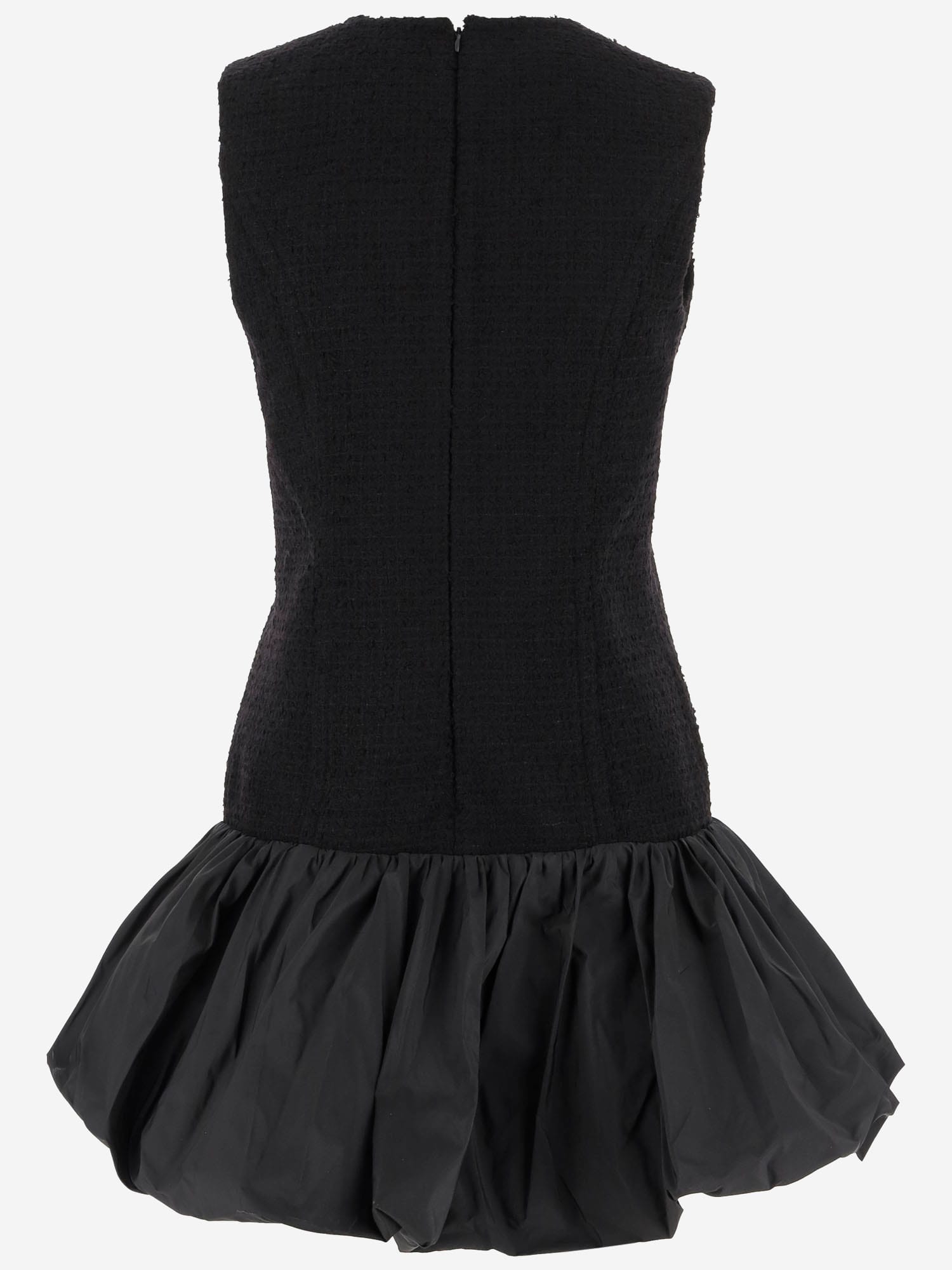 Patou Wool Blend Dress With Ruffles In Black