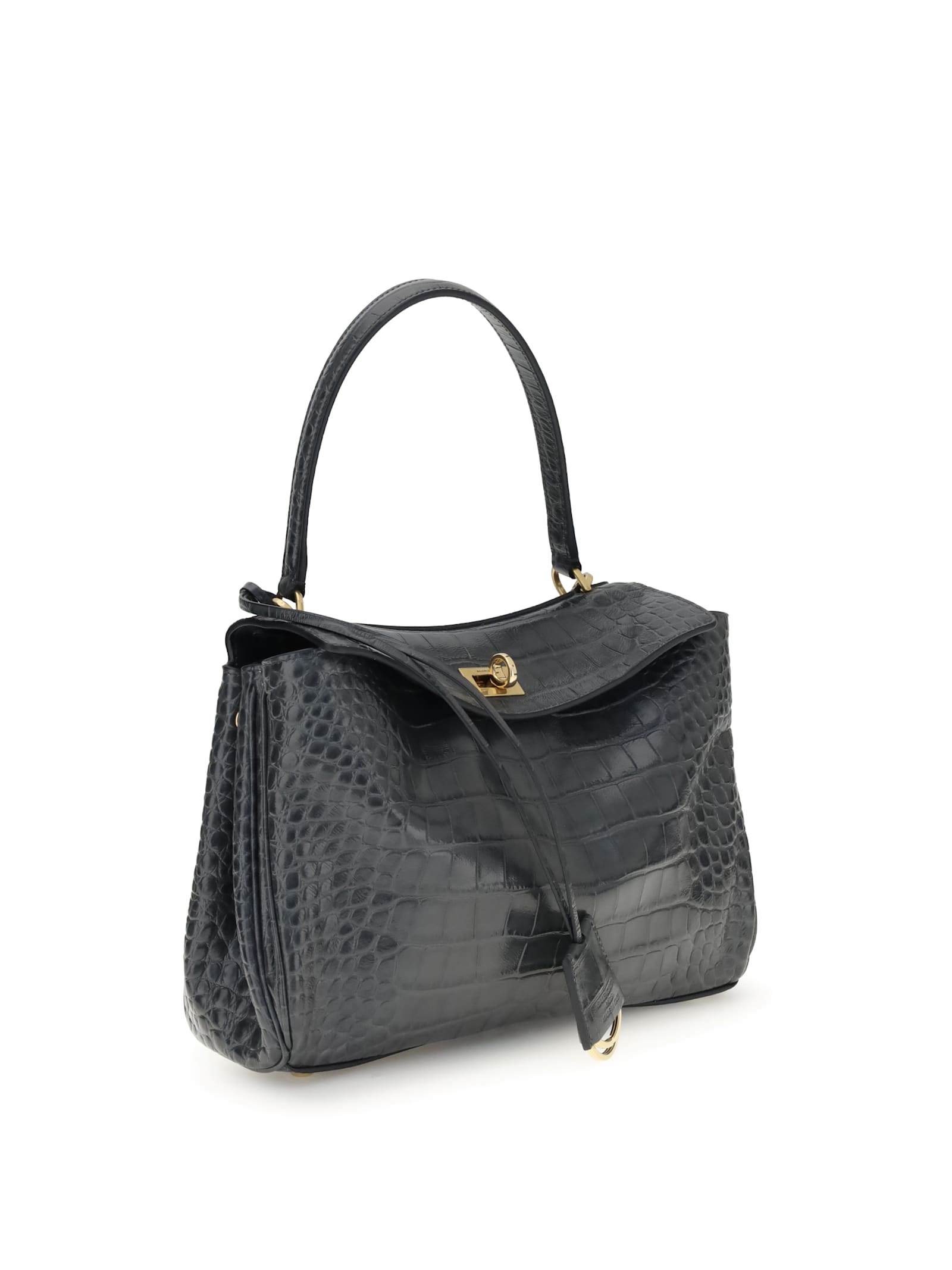 Balenciaga Rodeo Shoulder Bag In Crocodile-print Leather