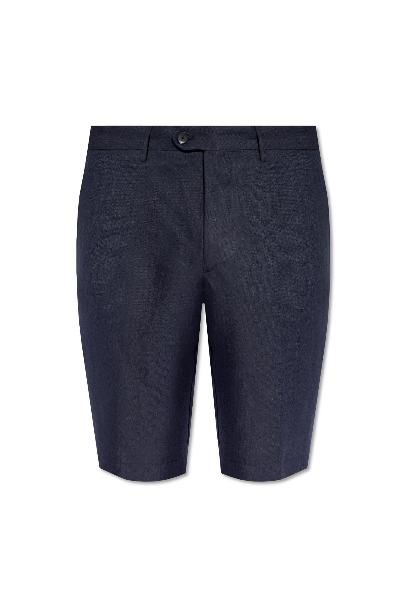 Etro Linen Shorts In Blue