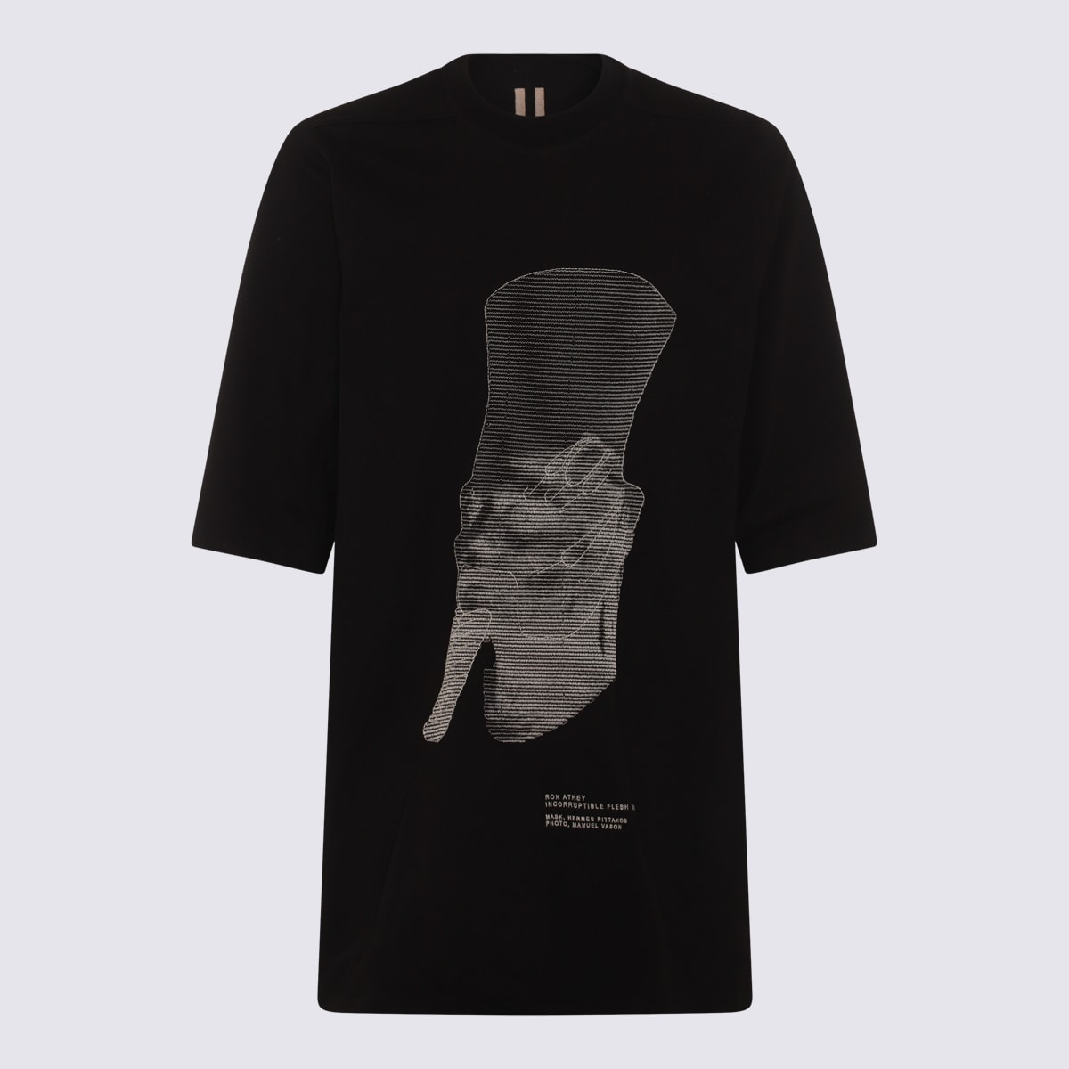 Shop Rick Owens Black And Beige Cotton T-shirt