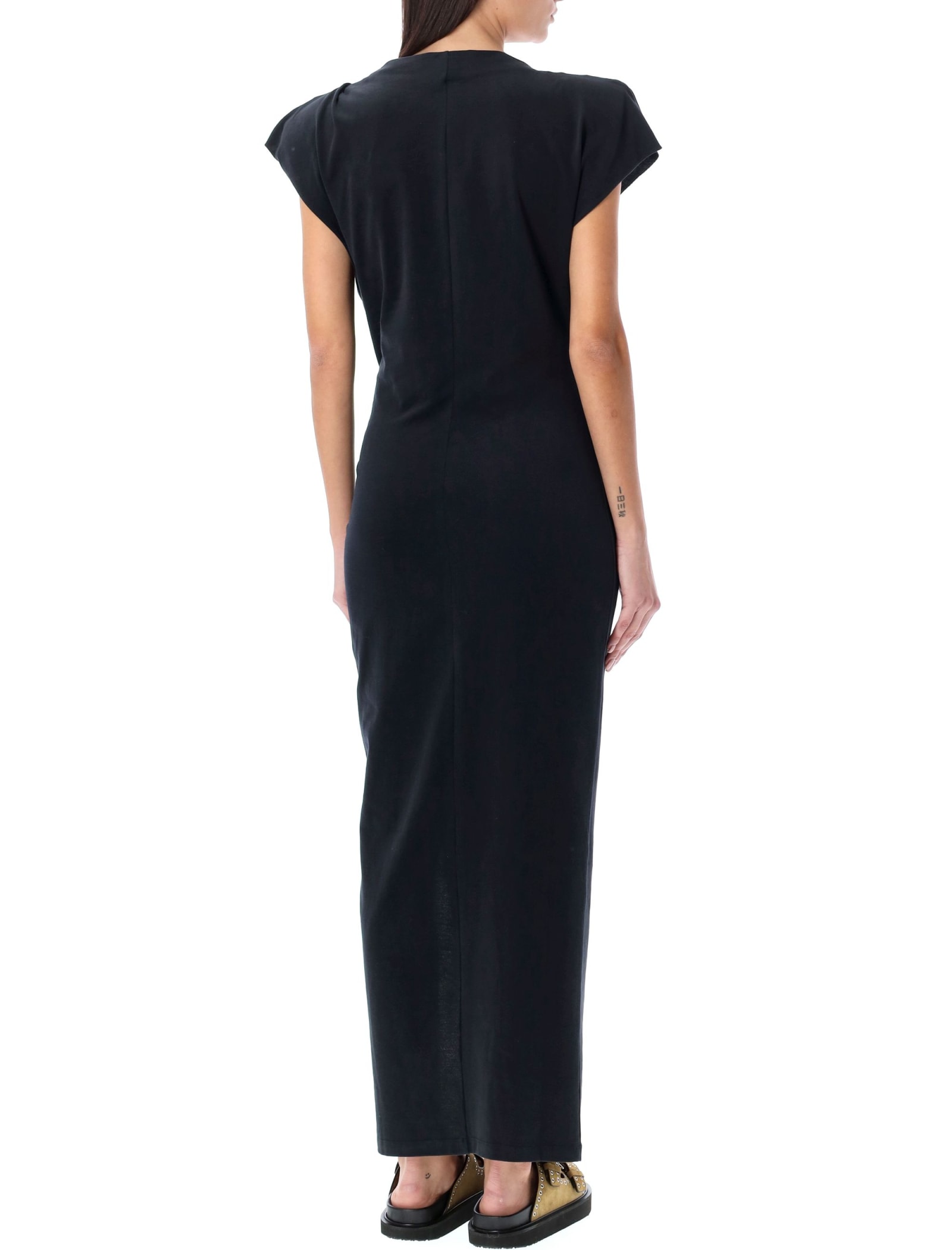 Isabel Marant Cotton Nadela Dress Cap Sleeves Midi Length In Black