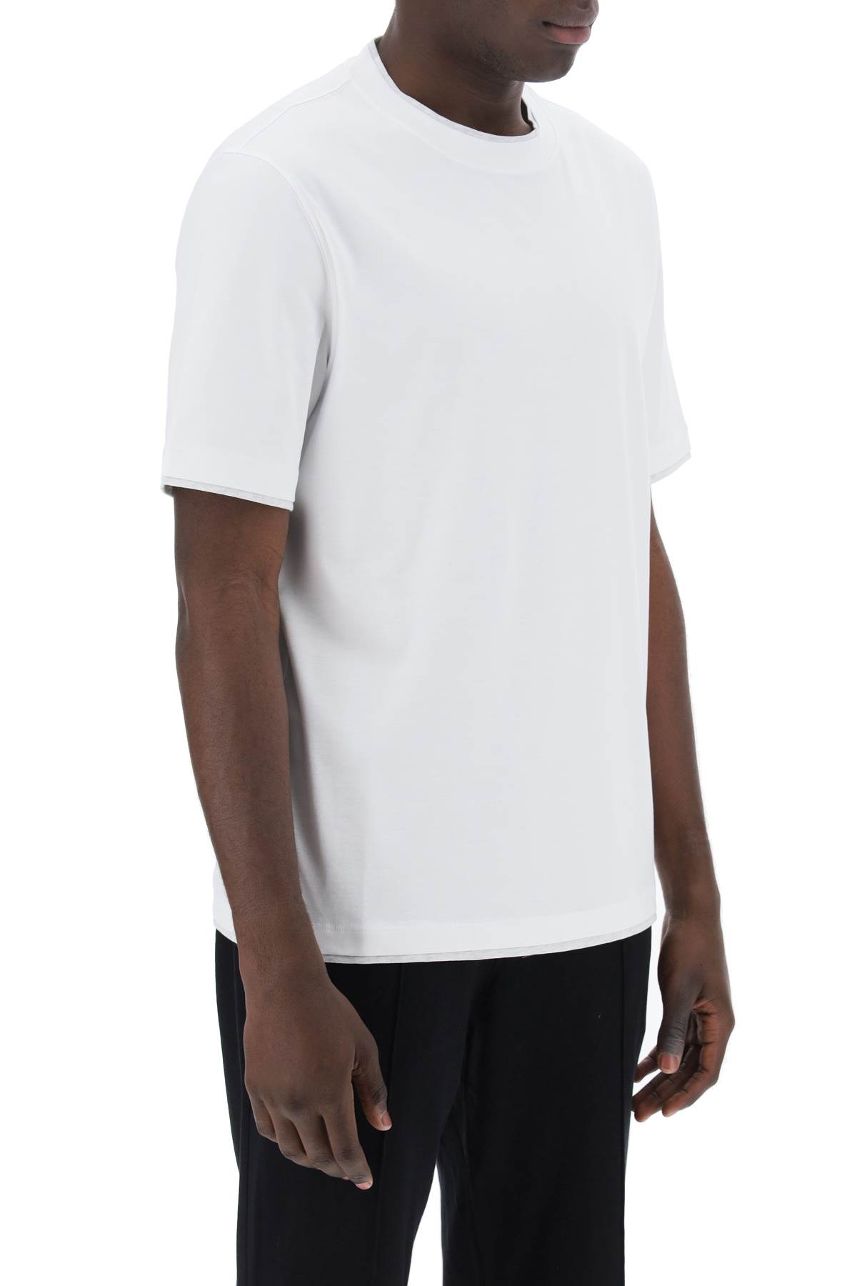 Shop Brunello Cucinelli Layered-effect T-shirt In White