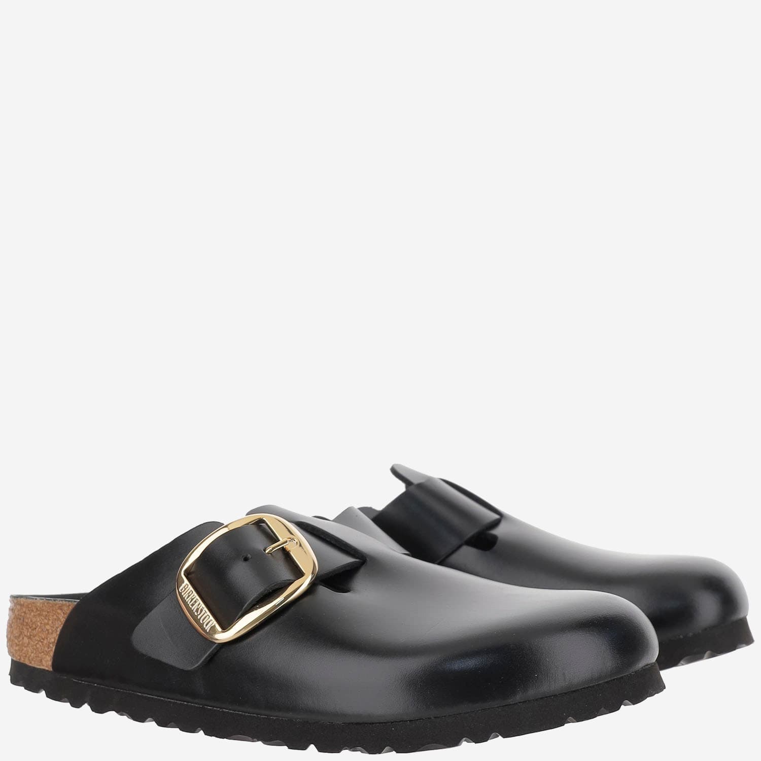 Birkenstock Boston Buckle Flat Mules In Black