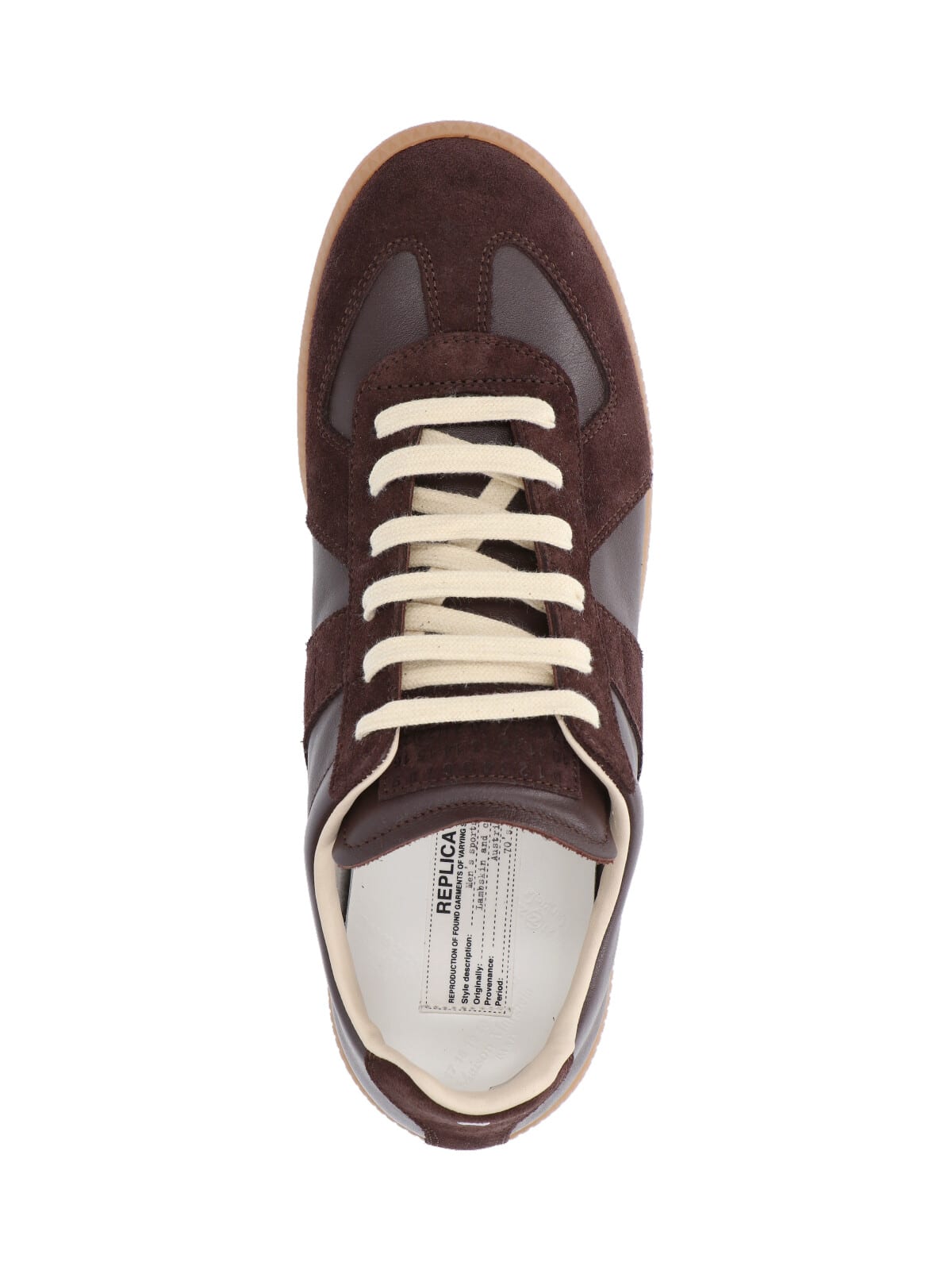 Maison Margiela Low Top Leather Sneakers With Round Toe In Brown