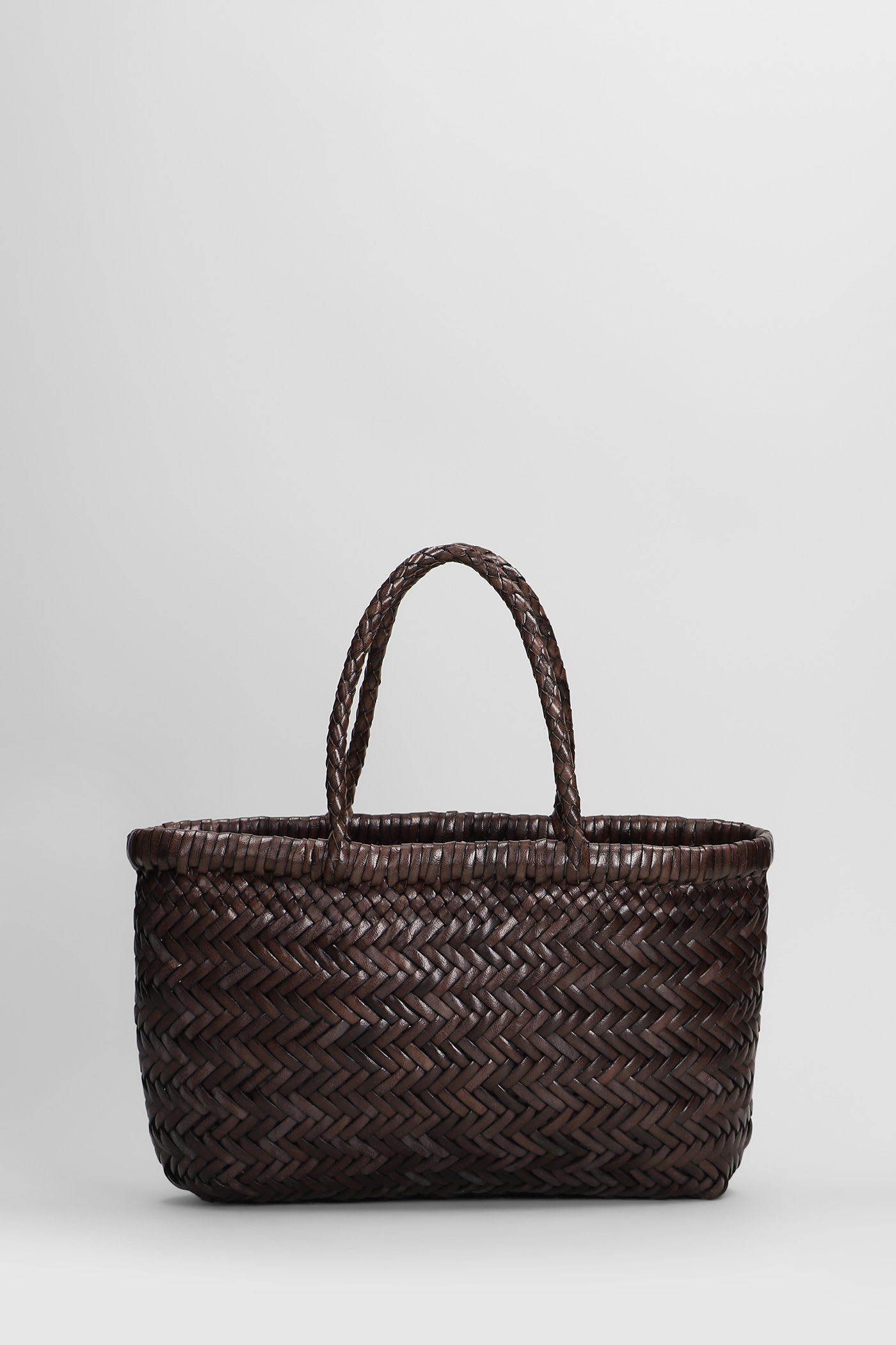 Dragon Diffusion Mini Flat Gora Baskt Hand Bag In Brown Leather In Brown