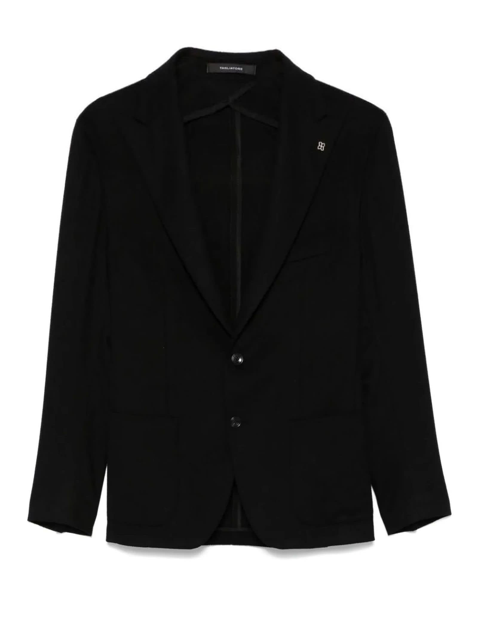 Tagliatore Black Virgin Wool Blend Blazer