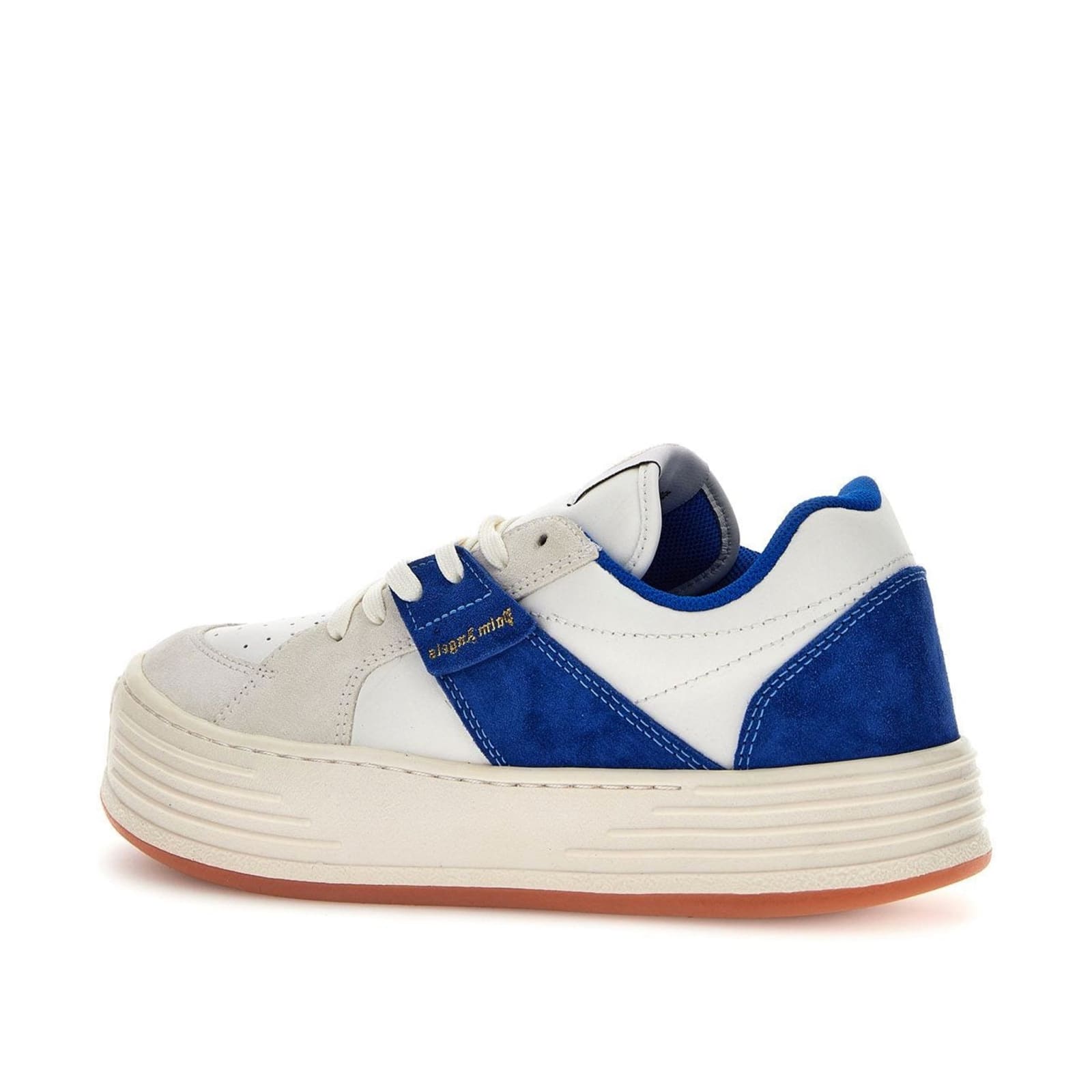 Shop Palm Angels Leather Logo Sneakers In Blue