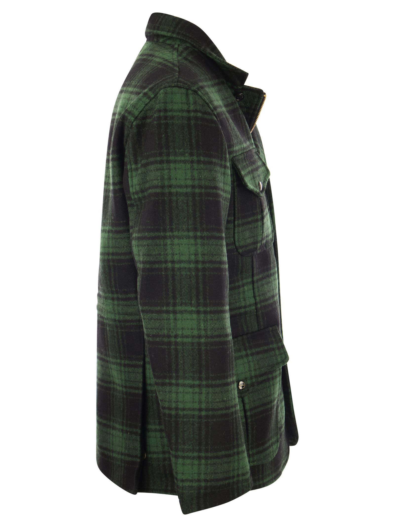 Shop Manifattura Ceccarelli Alligator - Padded Jacket In Green/black