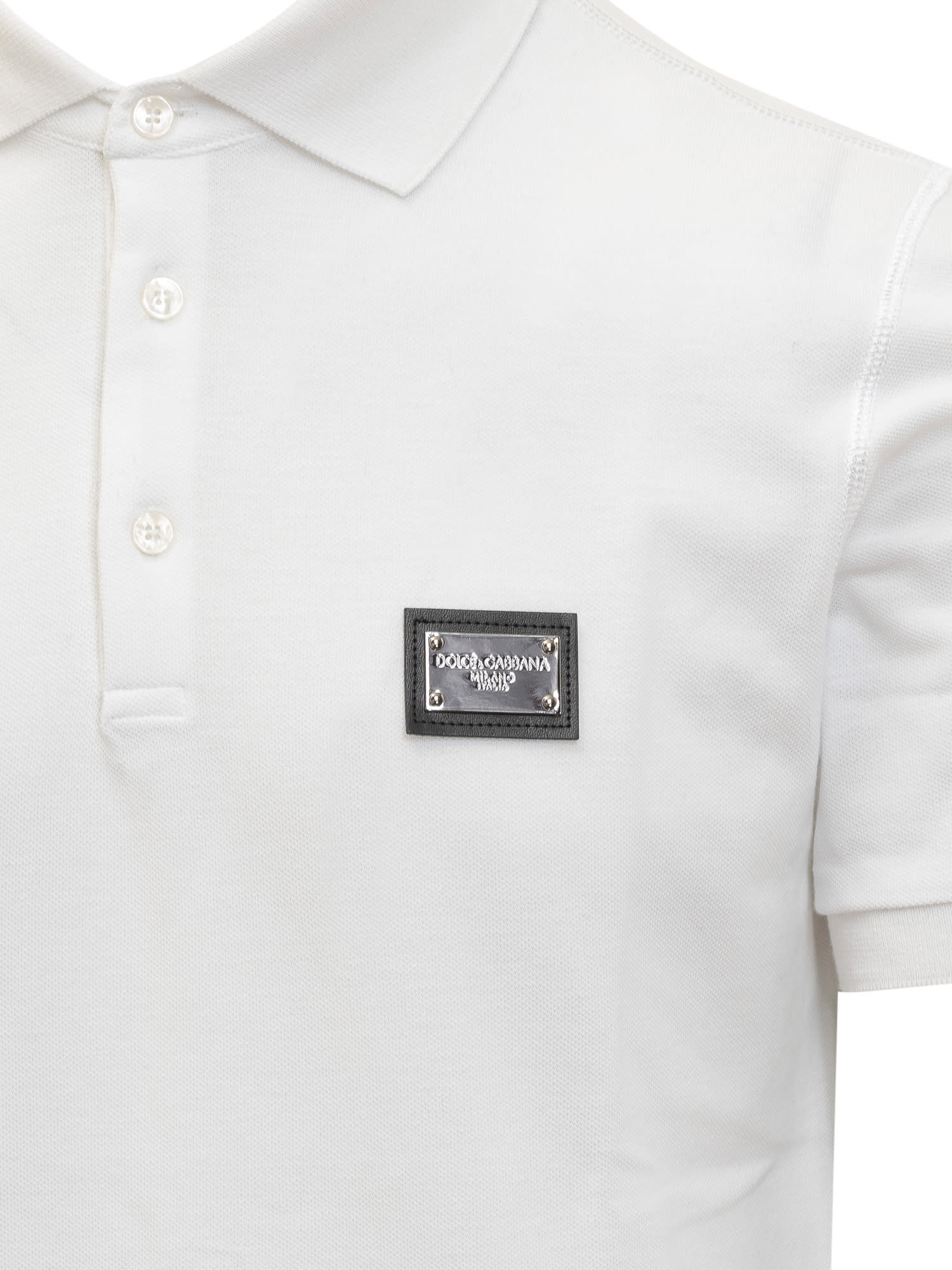 Shop Dolce & Gabbana Polo With Logo In Bianco Ottico