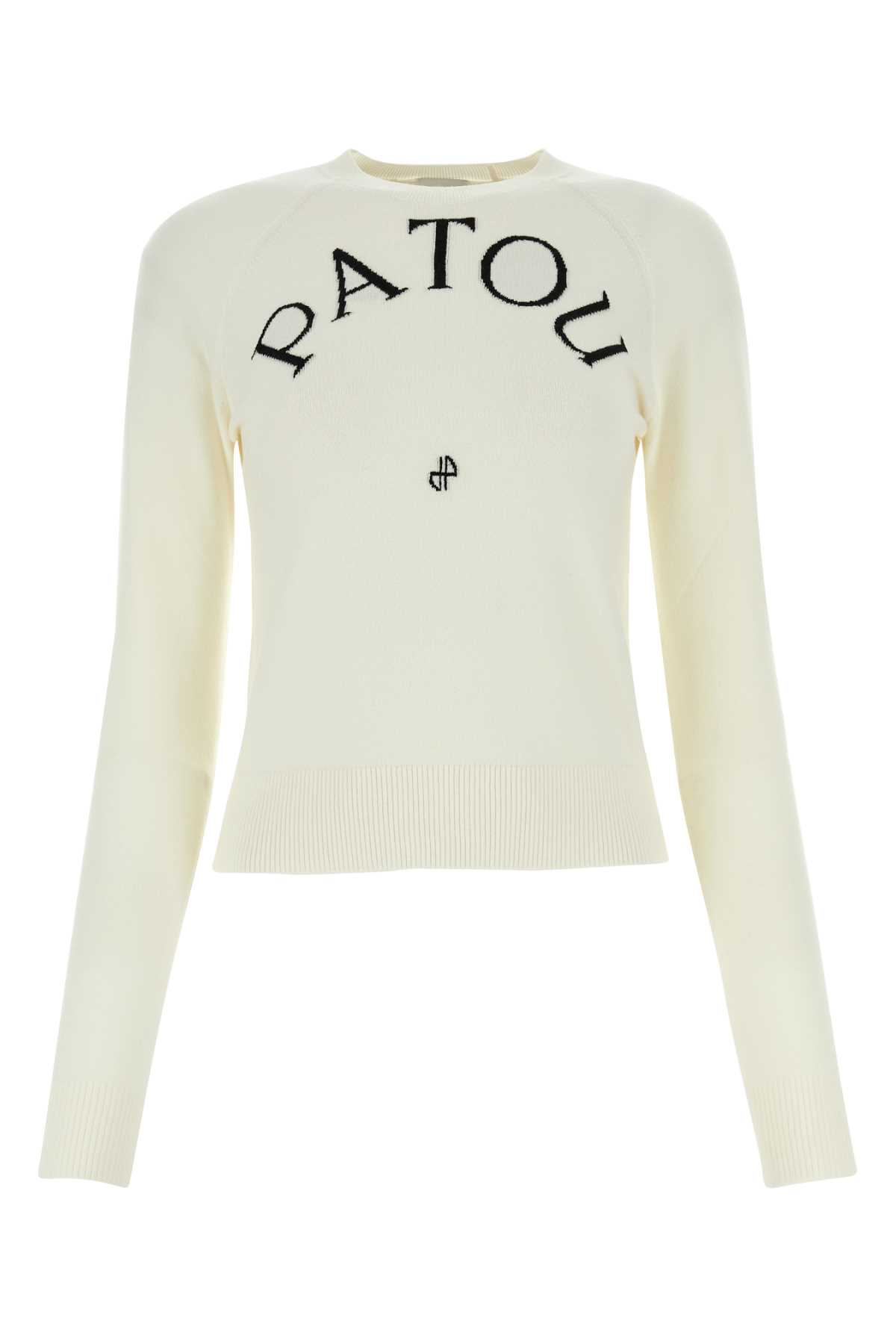 Shop Patou White Wool Blend Sweater