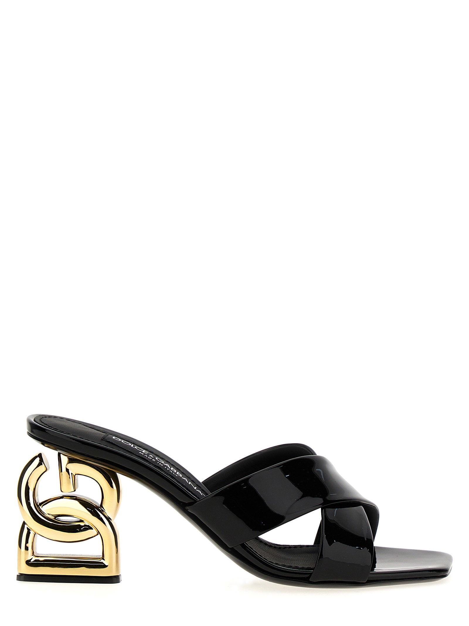 Shop Dolce & Gabbana Logo Heel Mules In Black