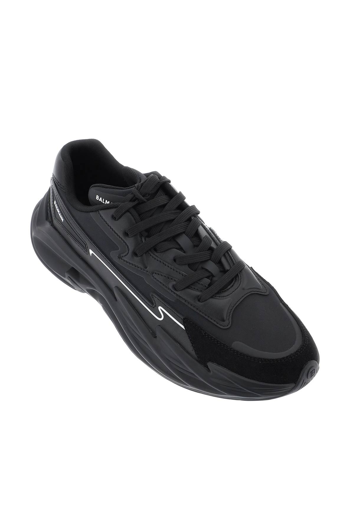 Shop Balmain Low-top Run-row Sneakers In Black