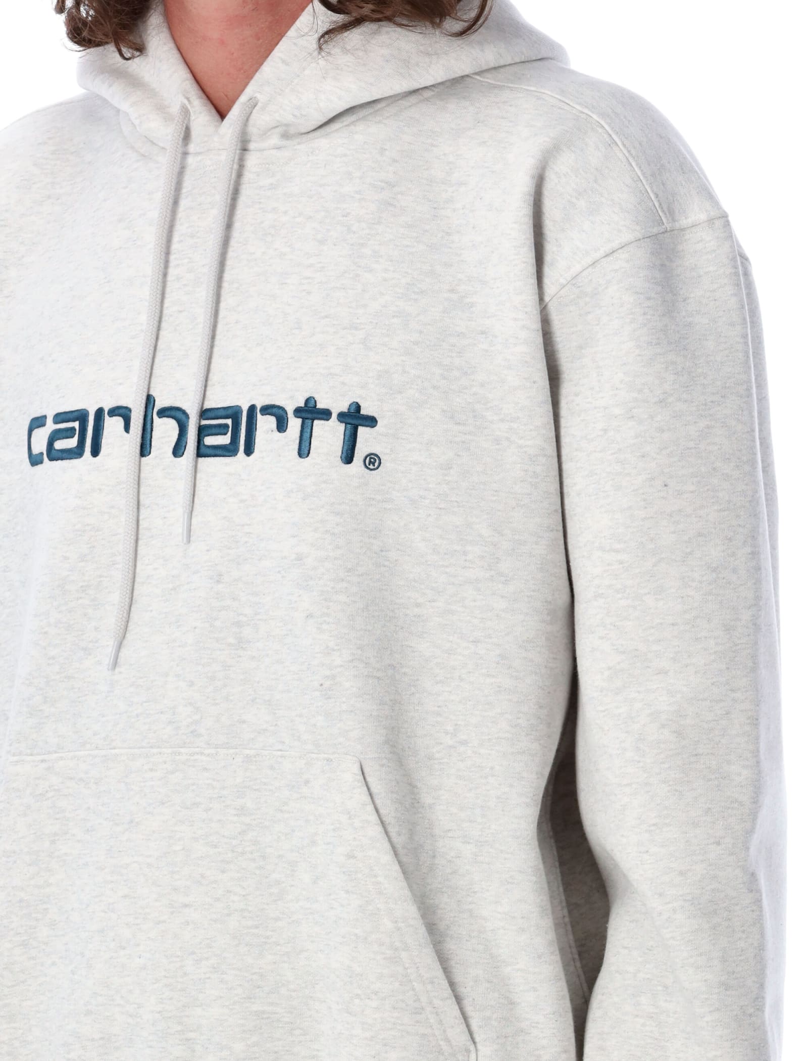 Shop Carhartt Hoodie Sweatshirt In Ash Heather